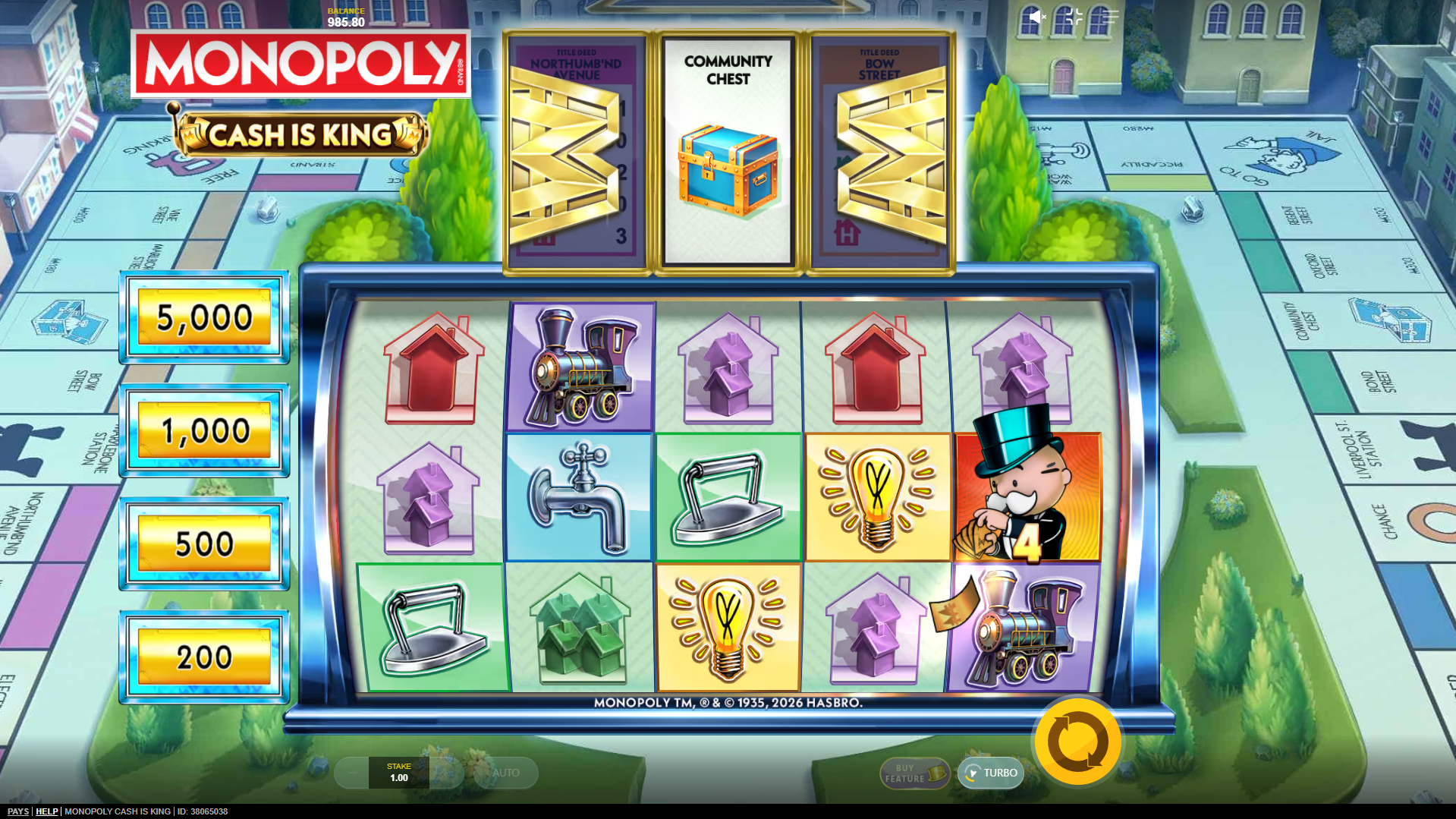 Land Mr Monopoly Alongside 1 to 5 Cash Stickers for Instant Prize Collections