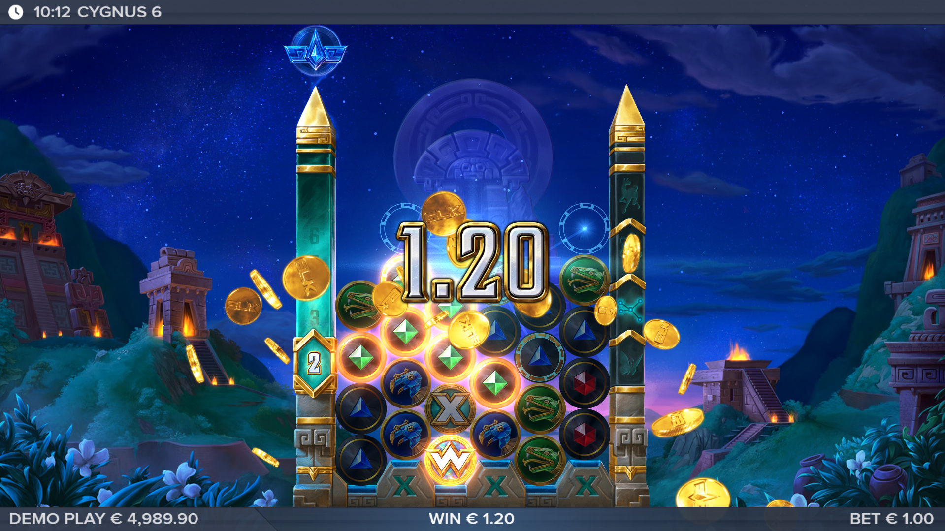 Progress Multiplier or Feature Symbols Across the Grid for Additional Enhancements