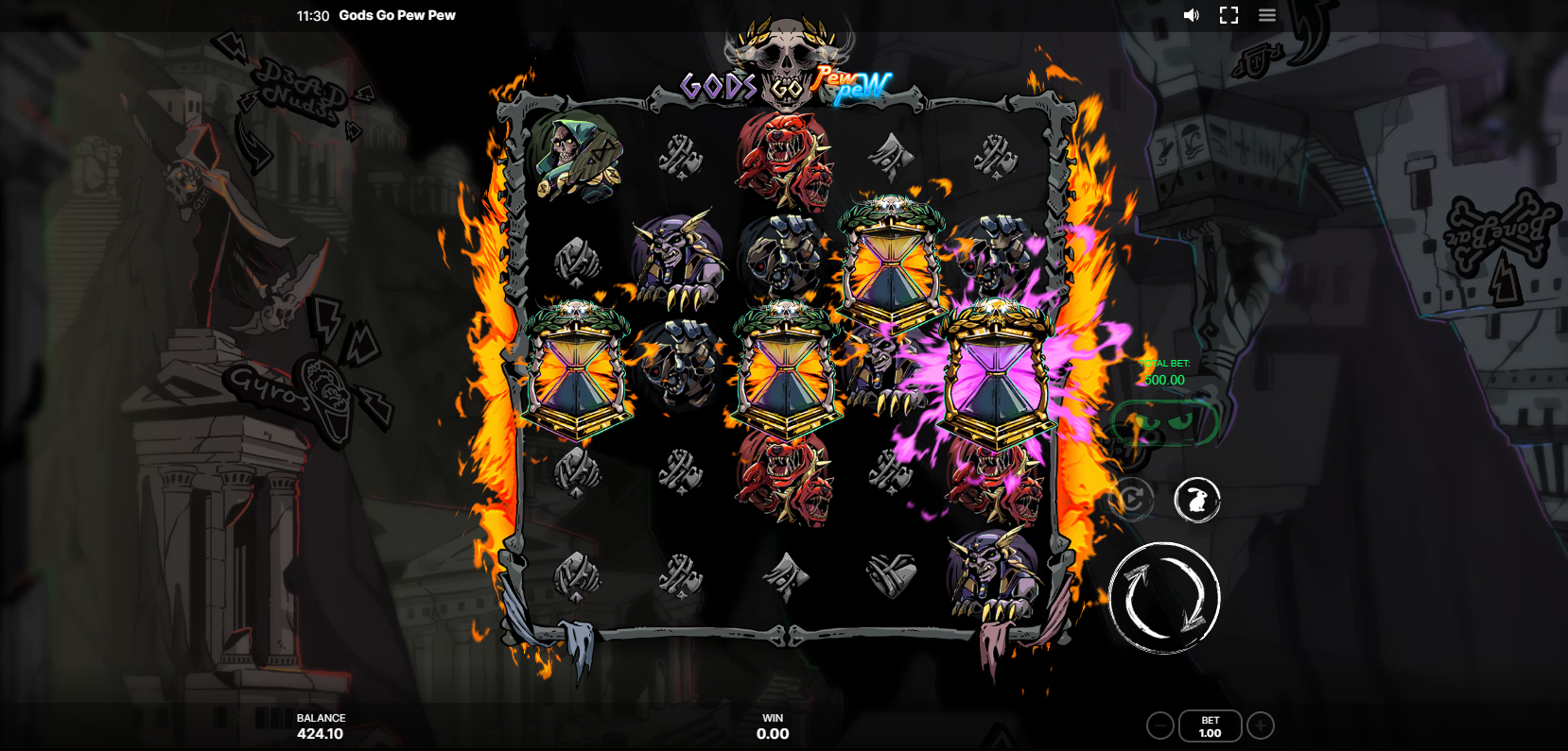 Land 3 Hourglass Scatters to Trigger the Death Games Bonus and Choose Between Dead Spins and Lazer Tag