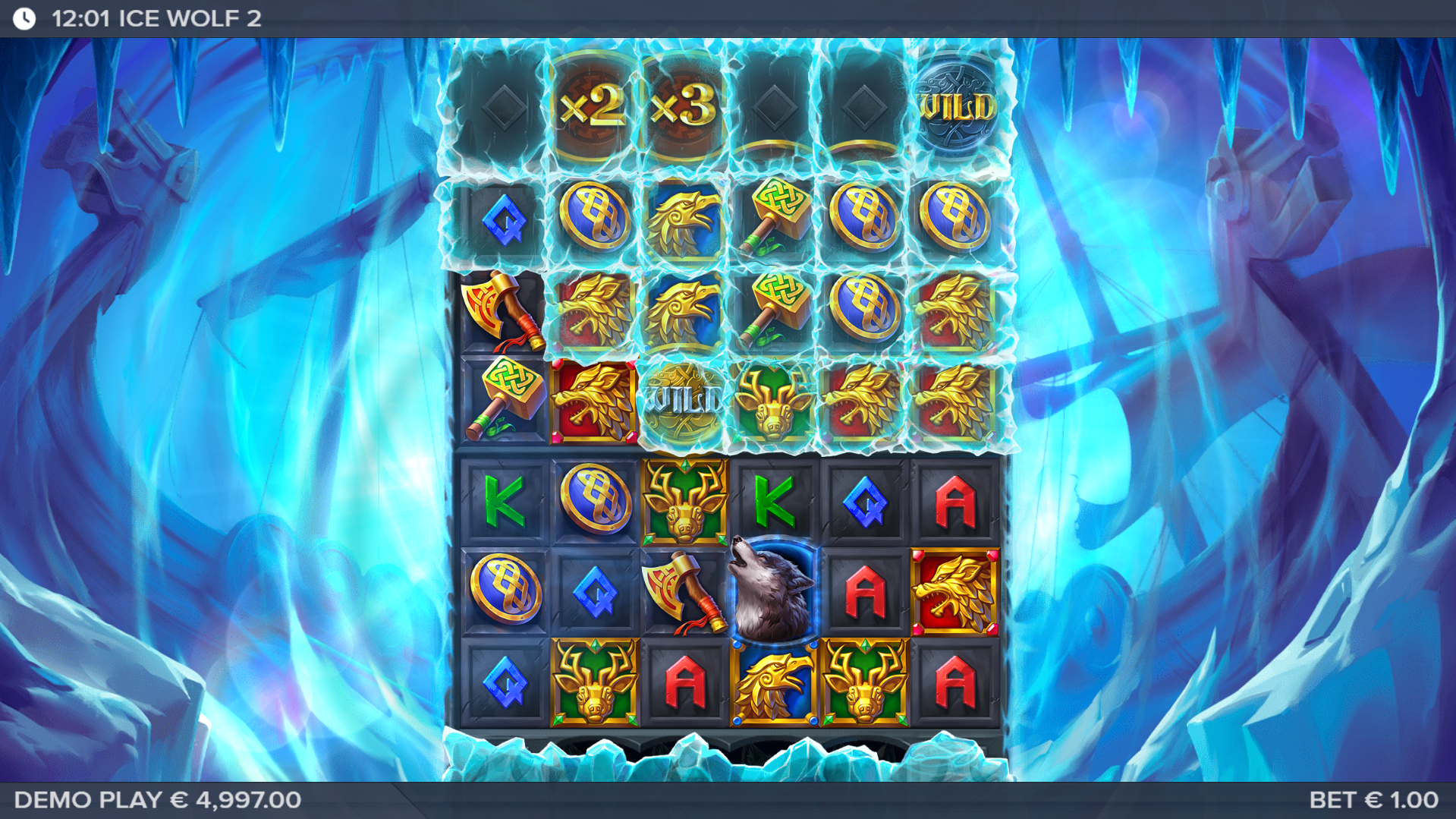 Land Wolf Symbols to Trigger the Wolf Features for Additional Ice Removing and Wild Potential