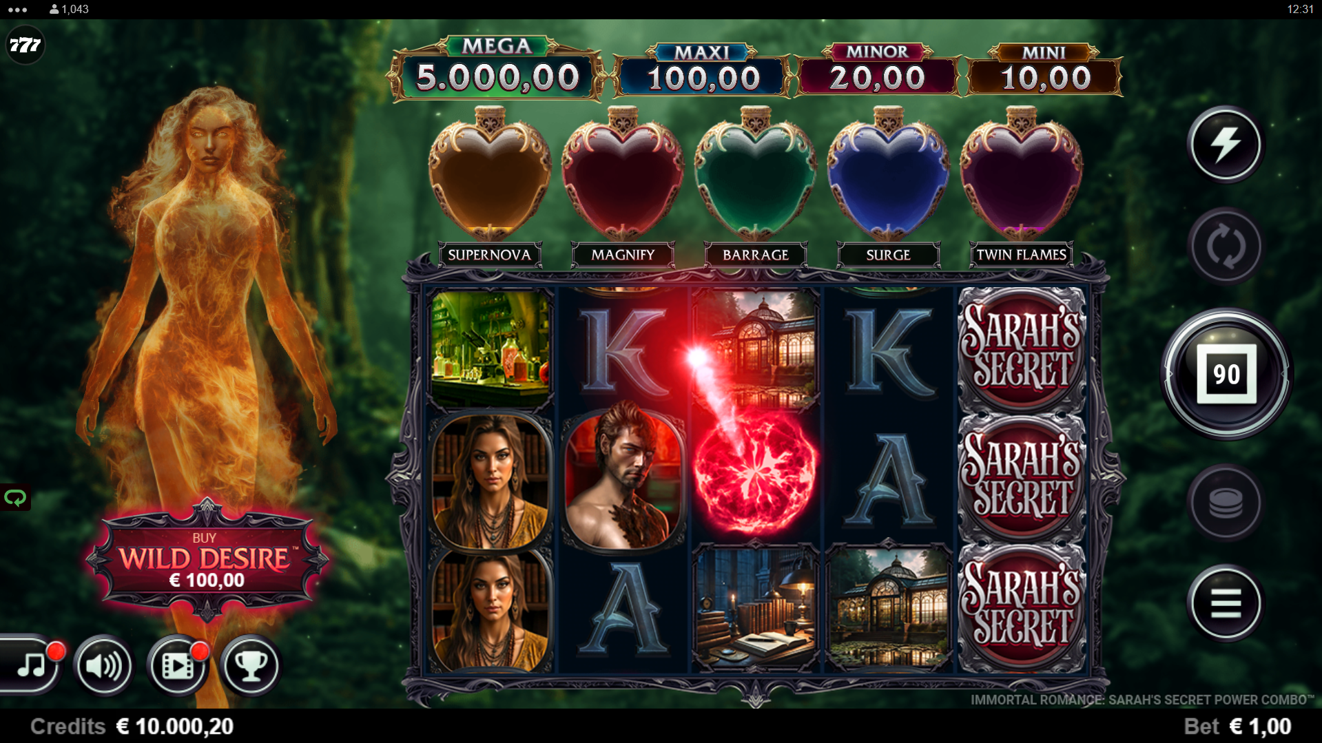 Collect Bonus Symbols into Corresponding Vials for the Chance to Trigger the Lock&Win Bonus Round