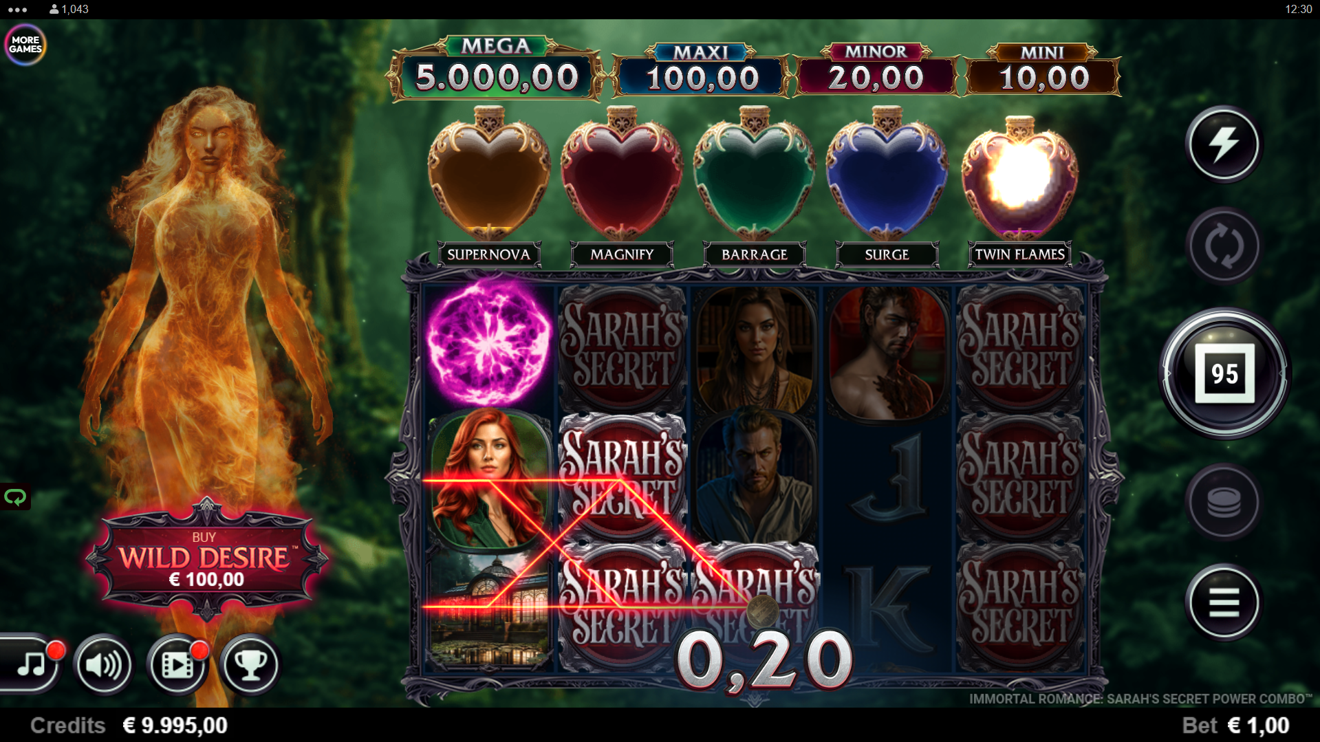 Immortal Romance: Sarah's Secret Offers Players 20 Fixed Paylines