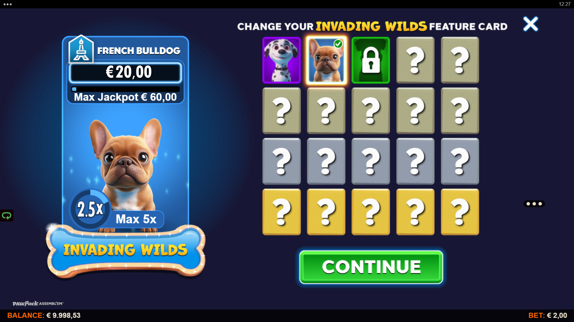 Play Through Game Rounds to Unlock Character Cards, each with their Individual Multiplier and Jackpot Value
