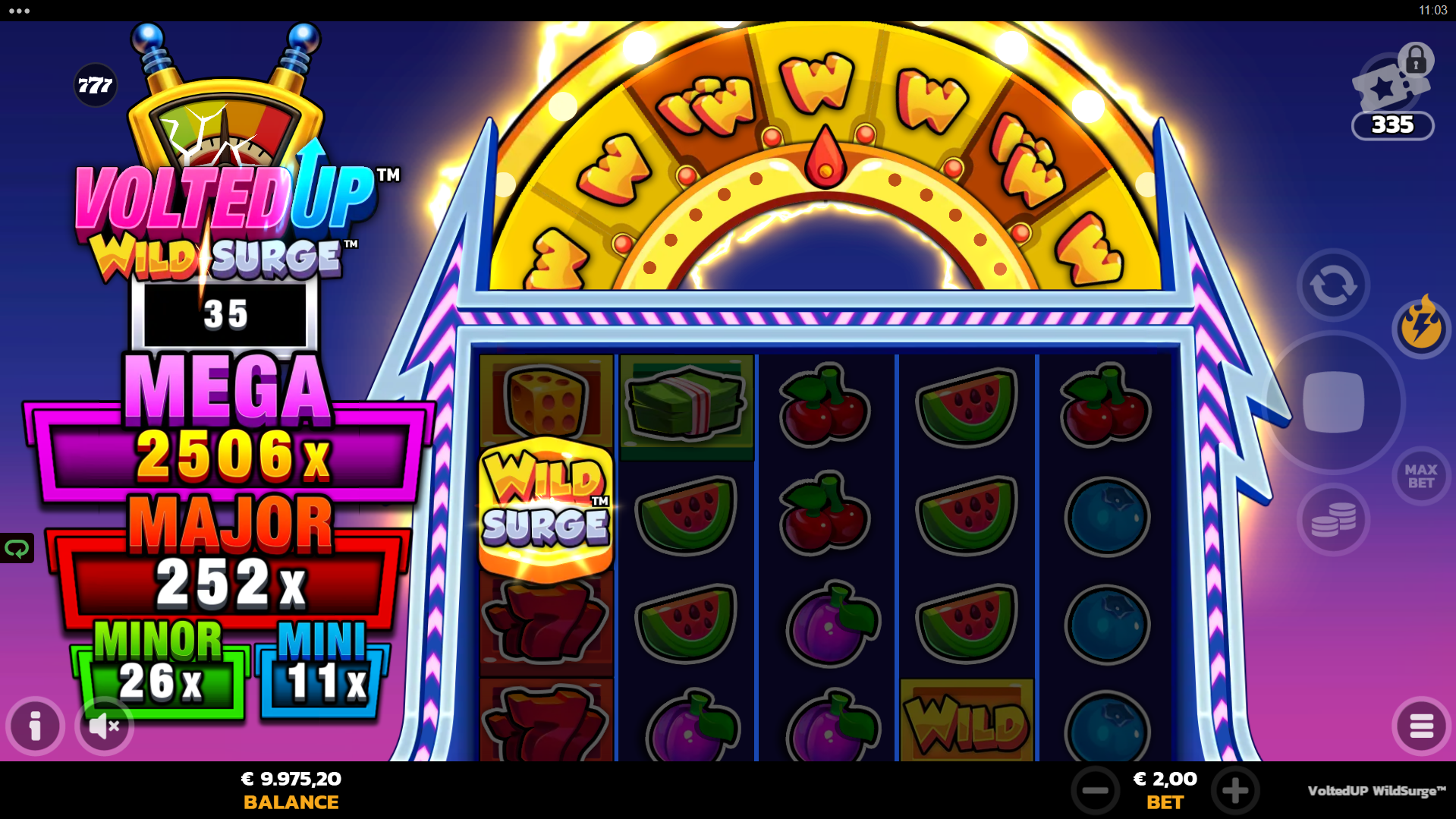 Land Wild Surge Symbols to Trigger a Spin of the Feature Wheel