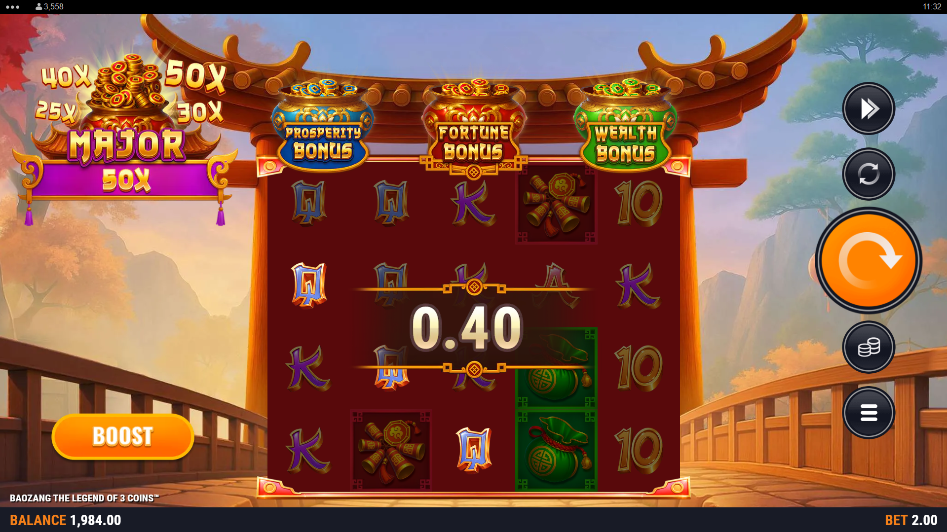 Baozang the Legend of 3 Coins Offers Players 40 Paylines