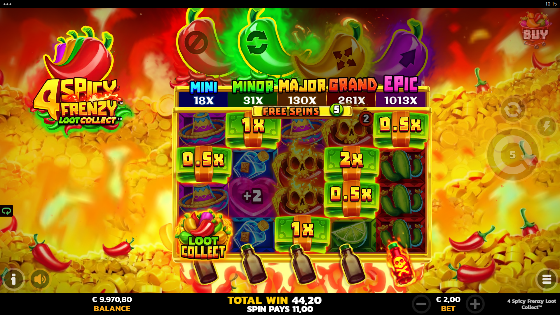 4 Spicy Frenzy Loot Collect Free Spins Bonus Play