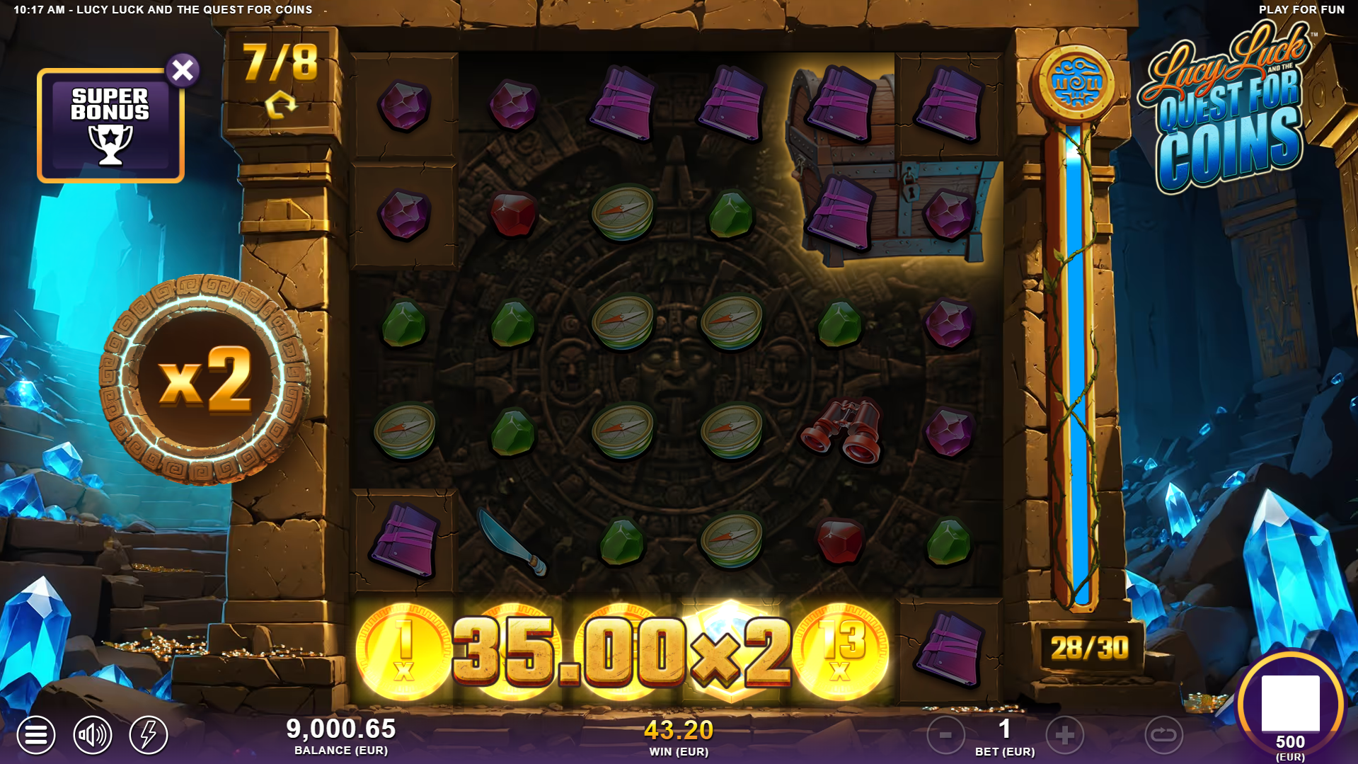 Trigger Super Free Spins, where Unused Coin Symbols Accumulate at the Bottom of the Game Grid
