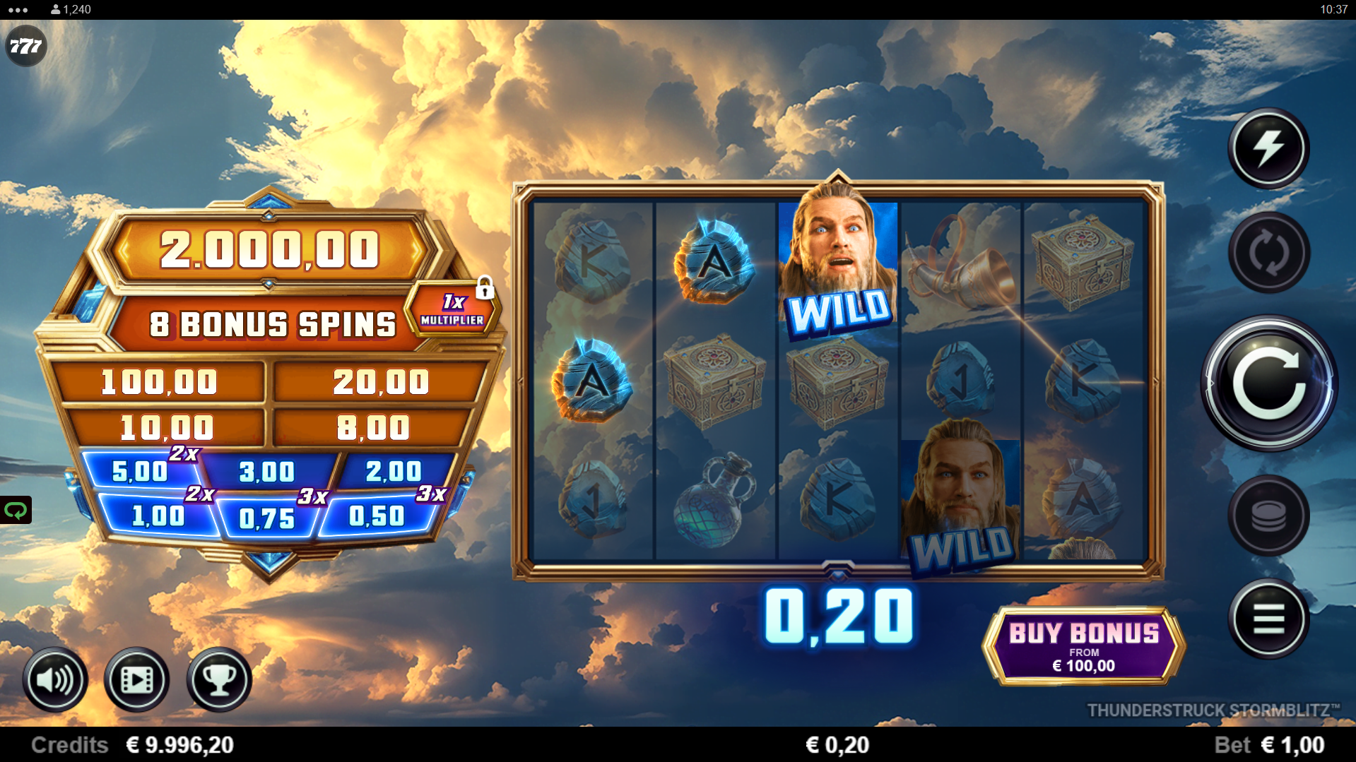 Thunderstruck Stormblitz Offers Players 30 Fixed Paylines