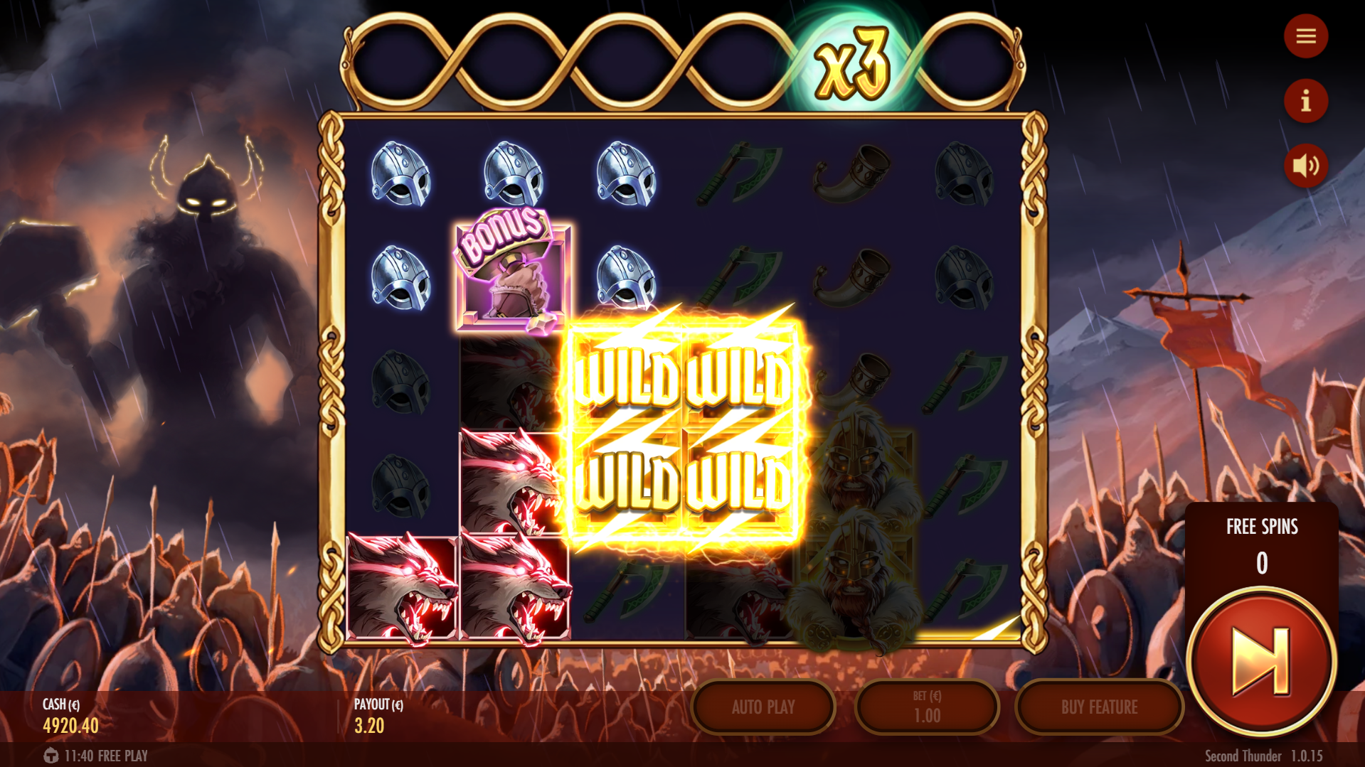 During Free Spins, the Feature Row Remains Active During Every Spin