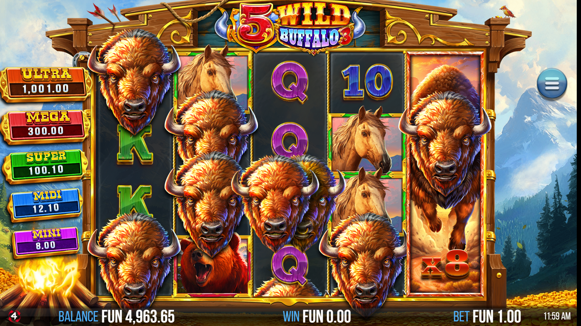 Land Fully-Stacked Buffalo Symbols for Additional Multiplier Potential