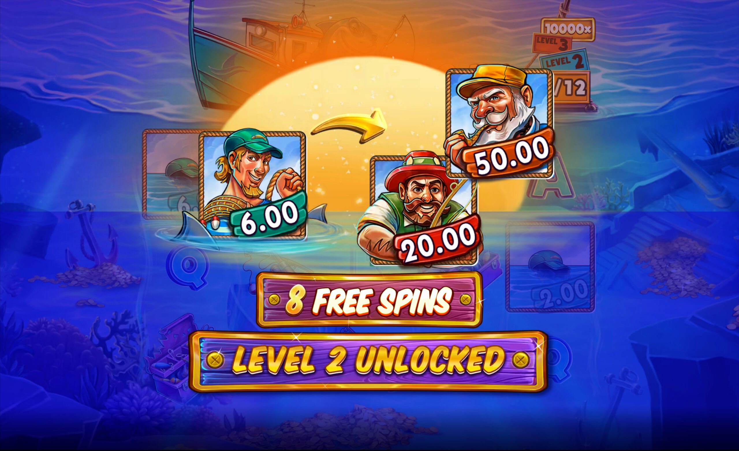 Each Level Unlocked Removes the Lowest-Paying Fisherman Symbol from Play