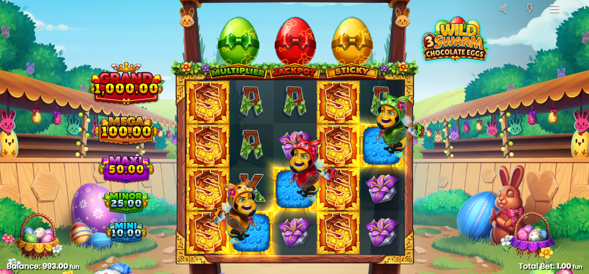 Land Collectable Bees for the Chance of Triggering up to 3 Bonus Round Features