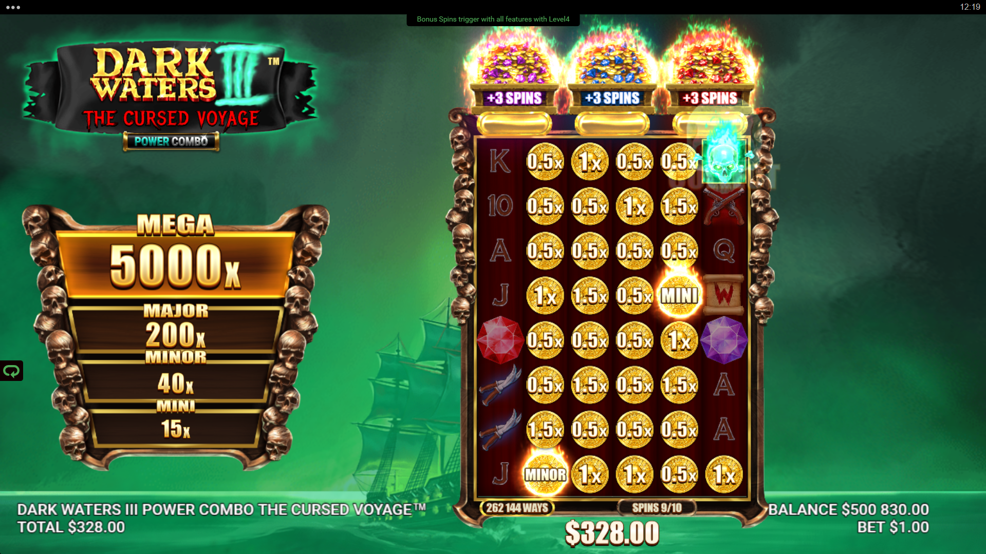 Dark Waters 3 Power Combo: The Cursed Voyage Free Spins Bonus Play