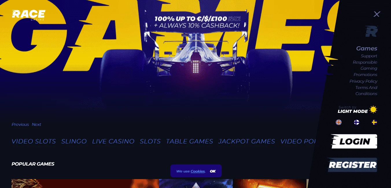 Race Casino Homepage