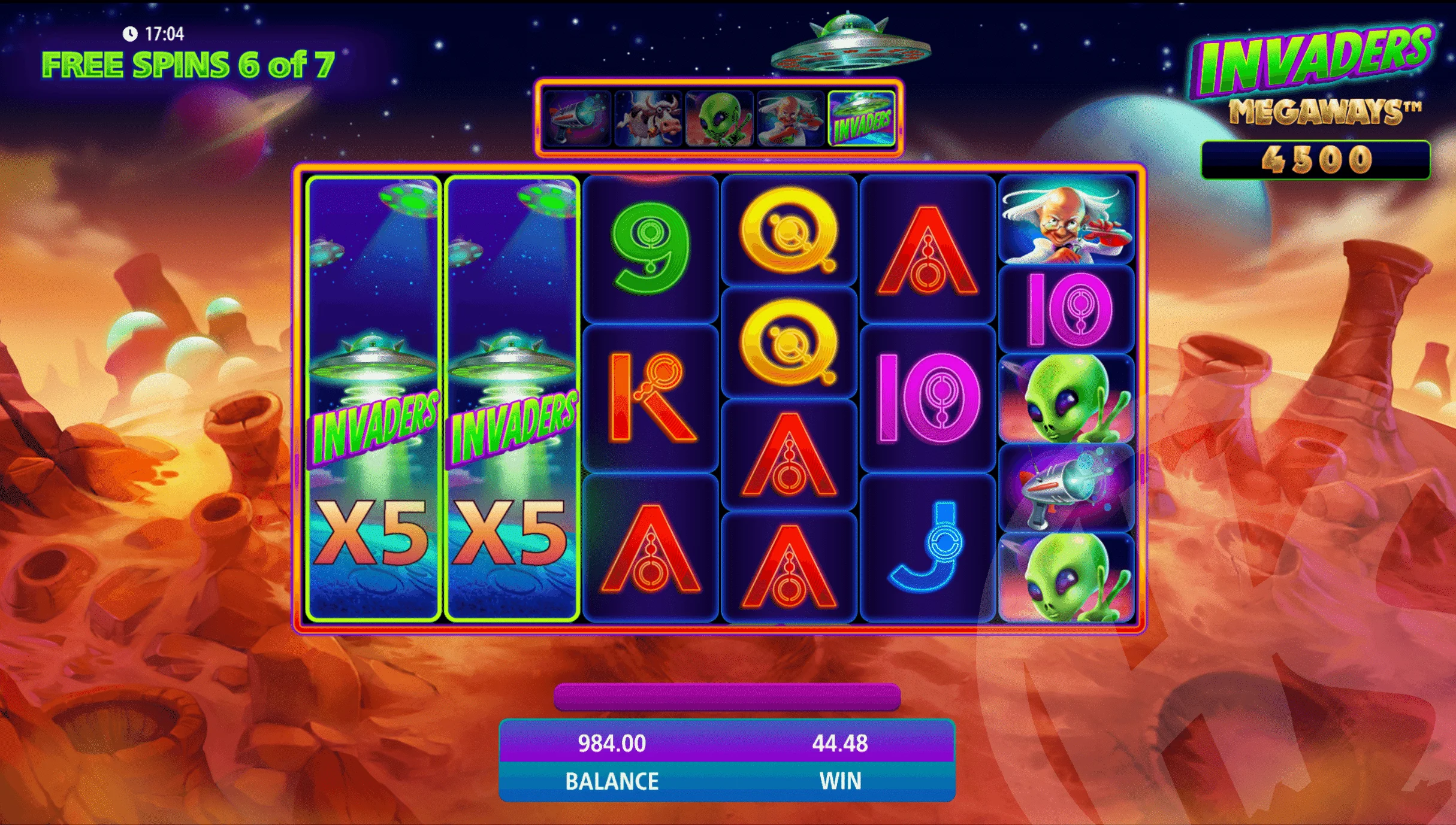 Invaders Logo Feature within Free Spins