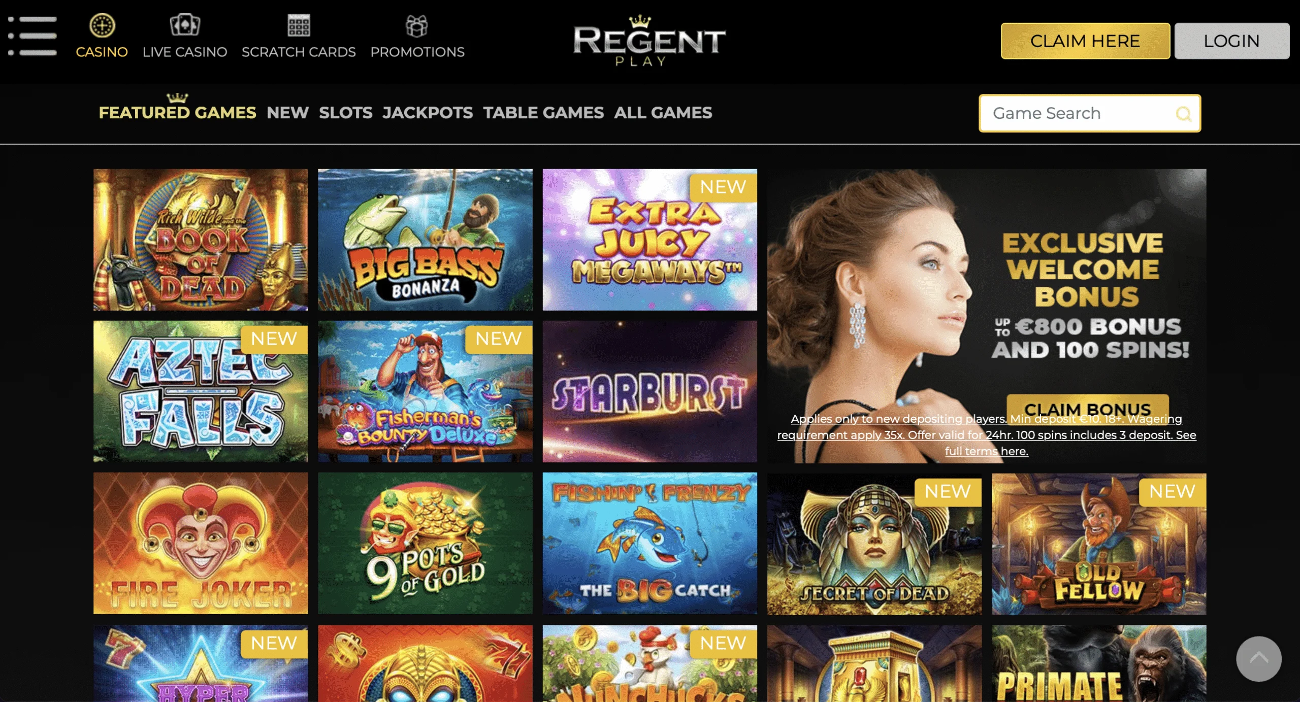 Regent Play Game Selection