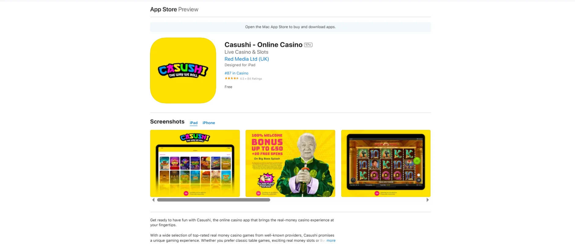 Casushi Casino App
