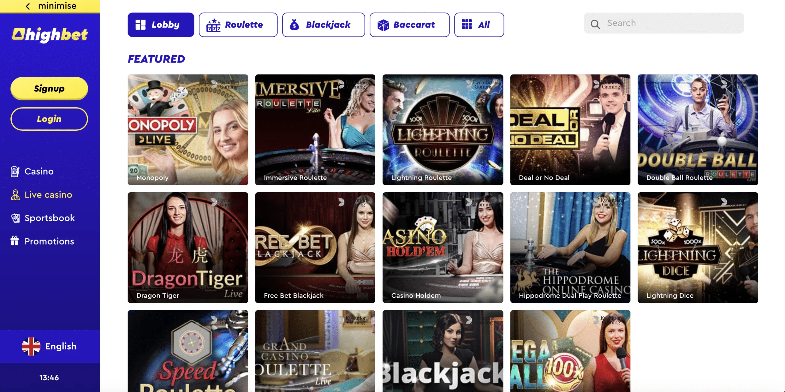 Highbet Live Casino