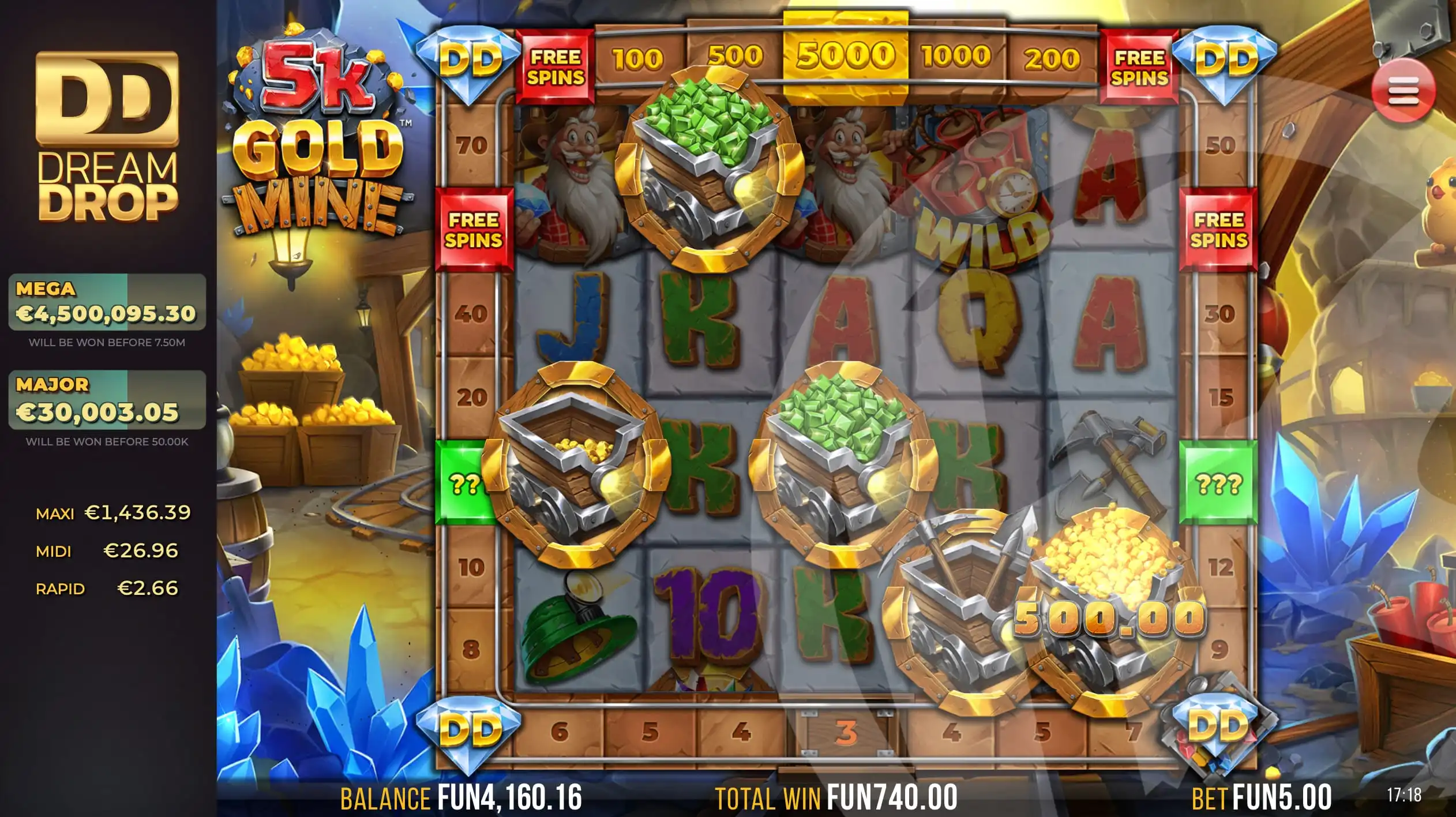 Through Gold Rush Scatters Players Can Move Around the Trail, Trigger Cash Prizes, Trigger the Dream Drop Jackpot Game, Return to the Start, or Collect Trail Prizes, Including Cash, Free Spins, or Mystery Prizes