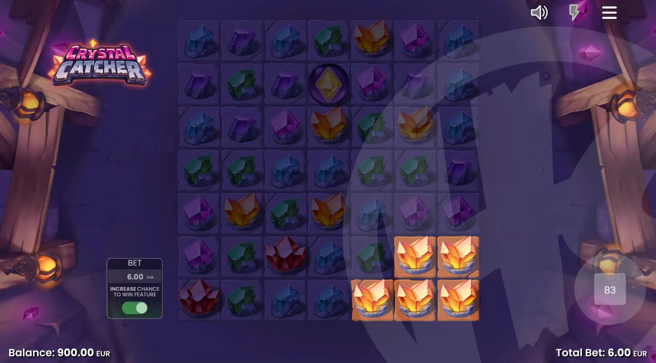 Match Clusters of 5 or More Symbols to Form Wins on Crystal Catcher