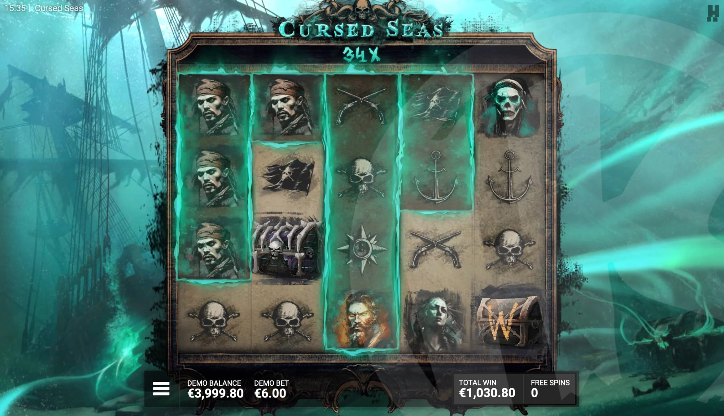 Cursed Seas Sunken Treasure Bonus Game