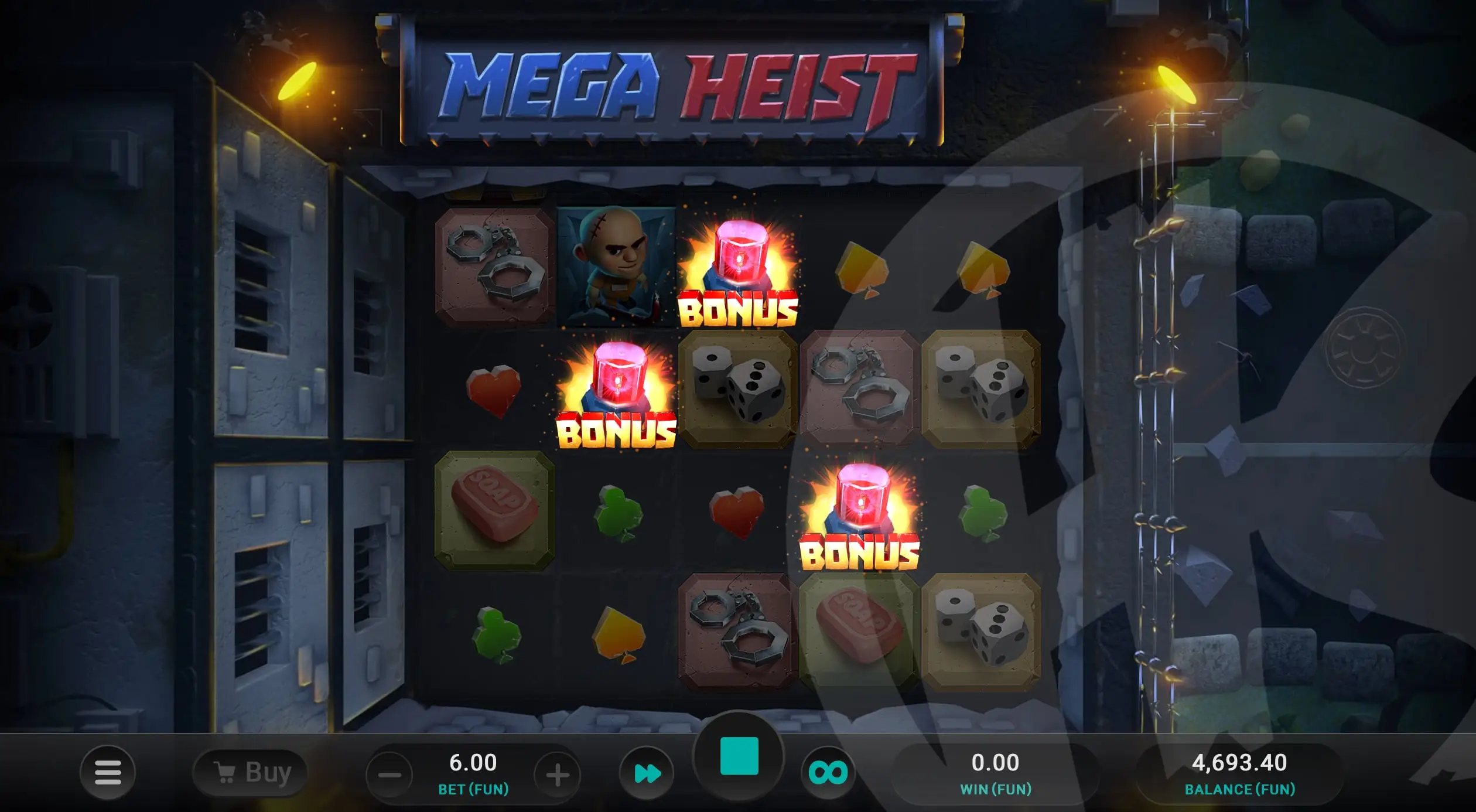 Land 3 Bonus Symbols to Trigger the Mega Heist Bonus