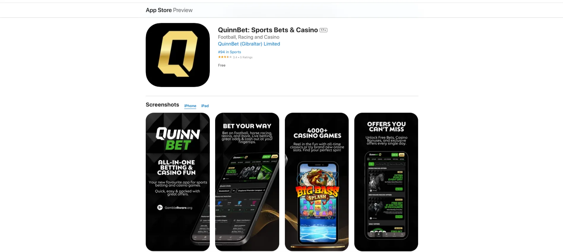 QuinnCasino App For iOS