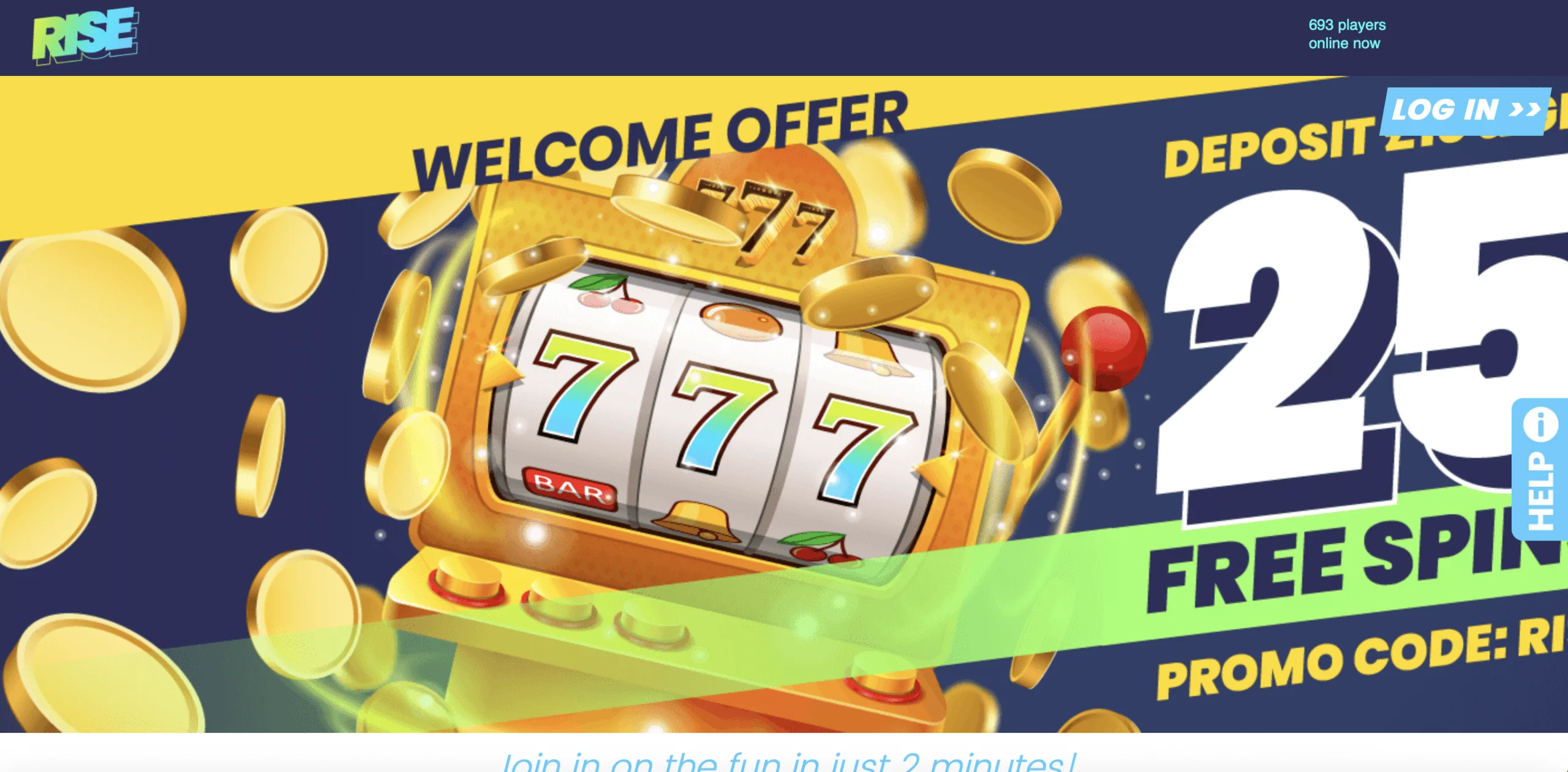 Rise Casino Homepage