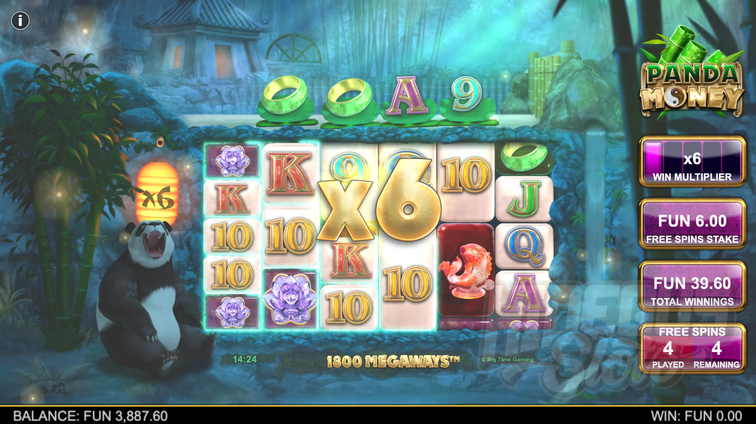 For Every 5 Bamboo Symbols, the Win Multiplier Increments by +1 During Free Spins