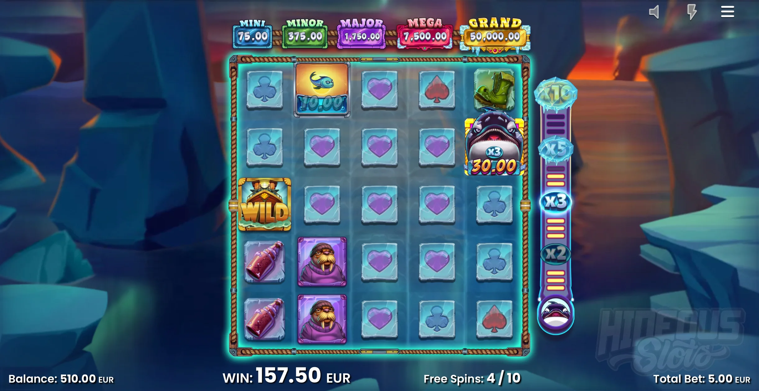 Players Can Progress Through Orca Multipliers up to x10 During Free Spins