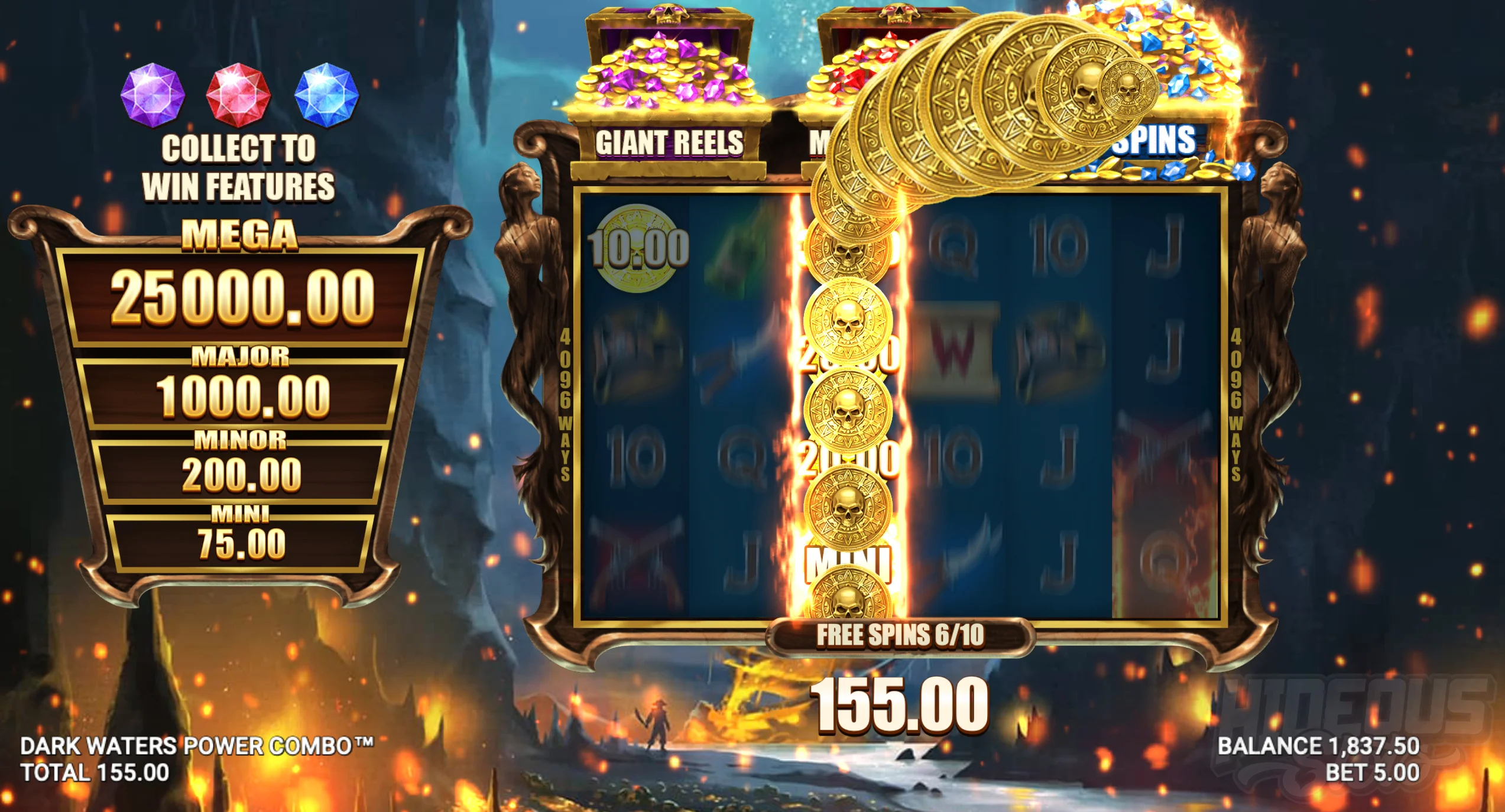 Dark Waters Power Combo Free Spins With Golden Reel Feature