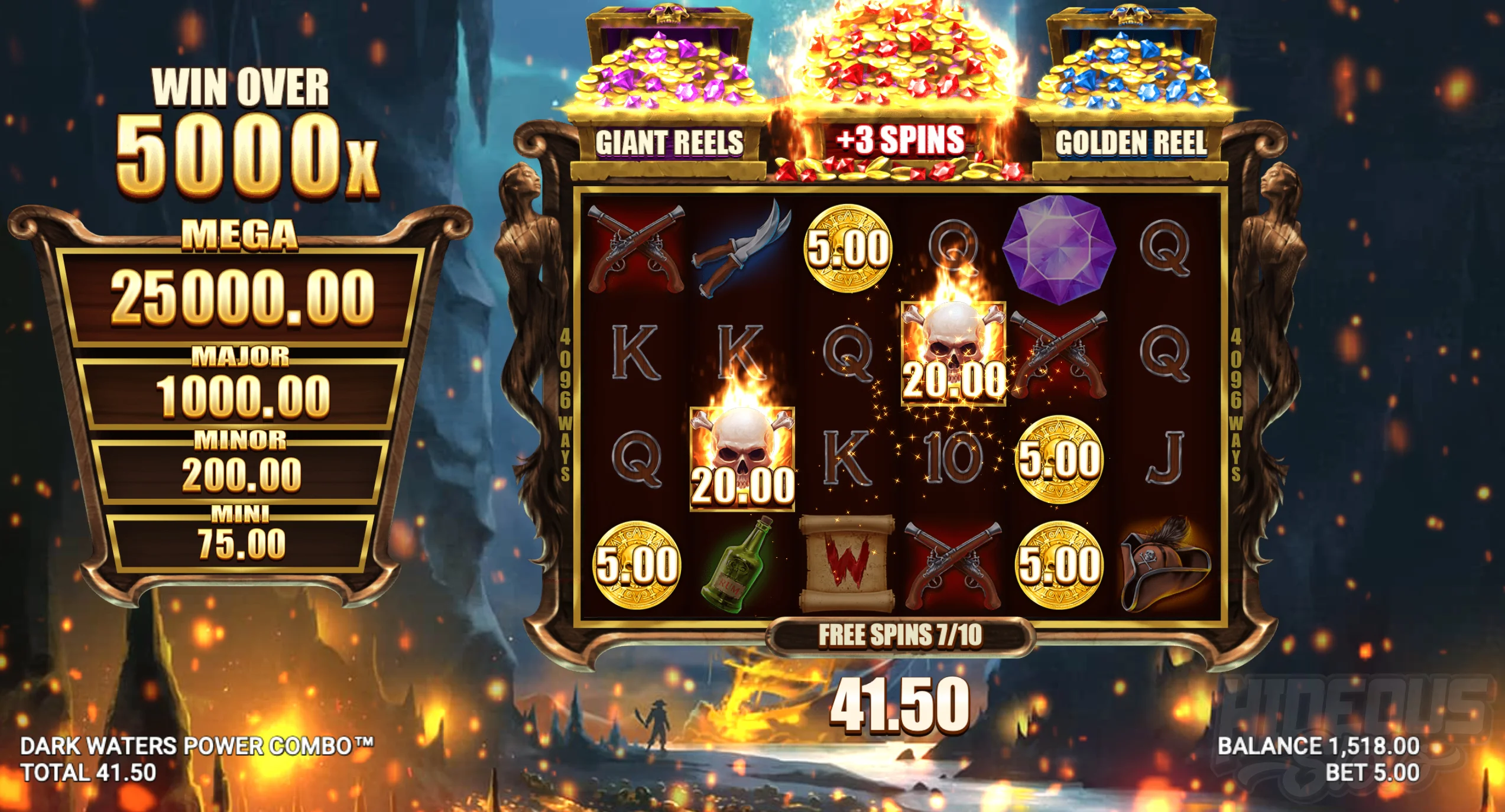Dark Waters Power Combo Free Spins With Multi-Collect Feature