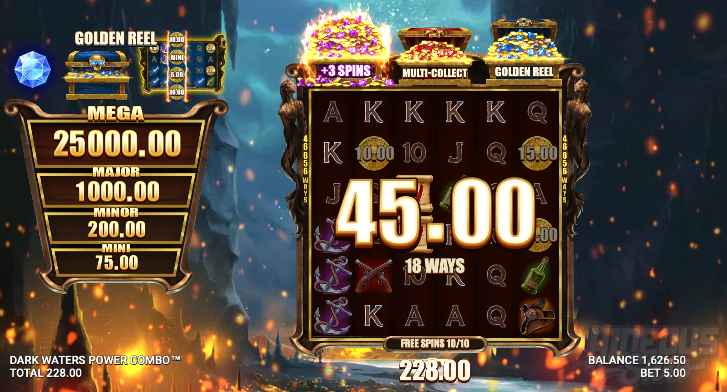 Dark Waters Power Combo Free Spins With Giant Reels Feature