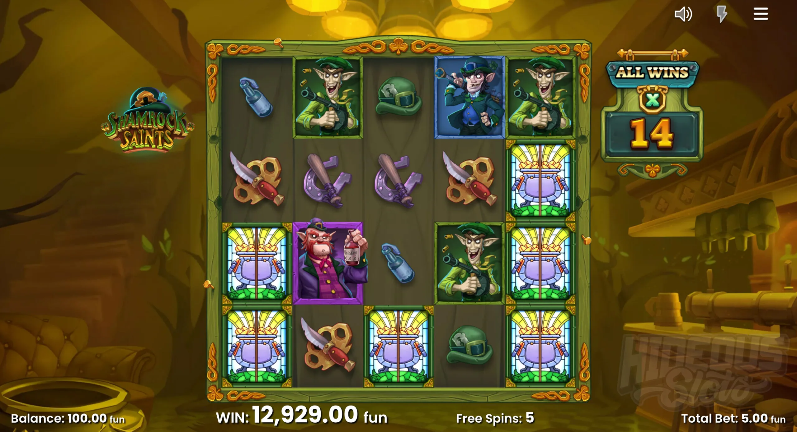 Shamrock Saints Free Spins Feature - 5 Scatters