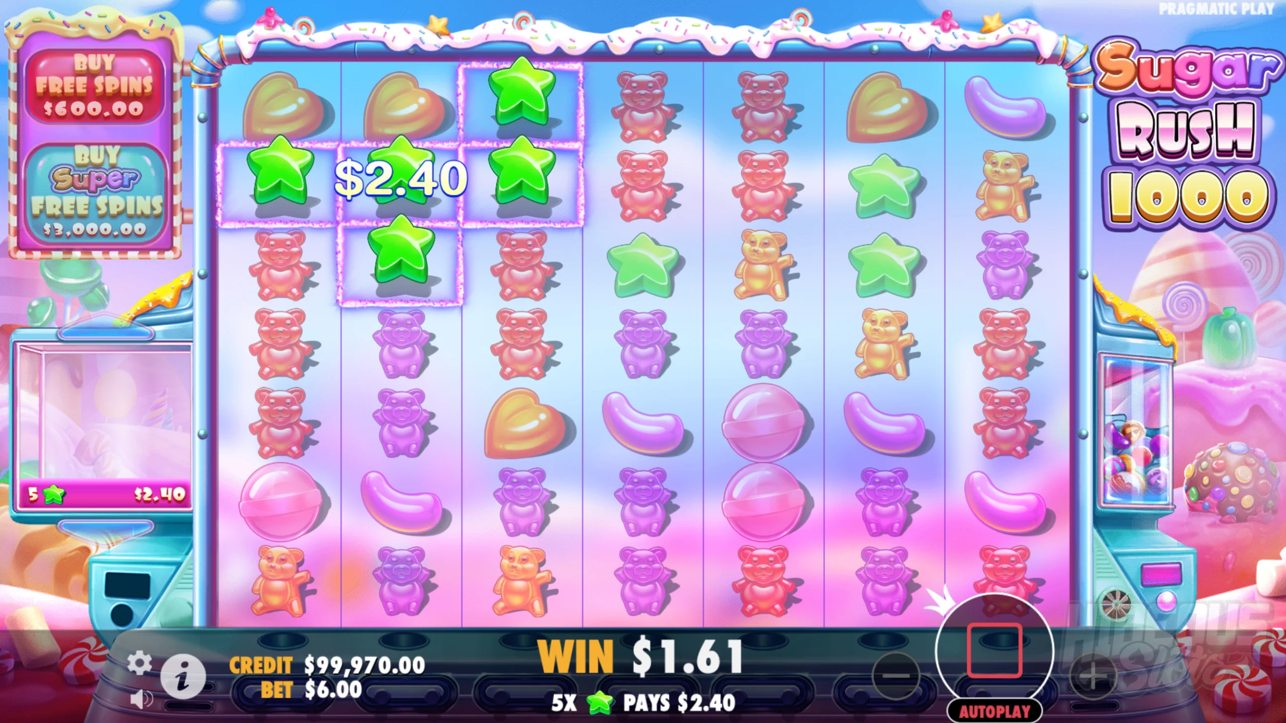 Land Clusters of 5 or More Matching Symbols Touching Horizontally or Vertically to Form Wins in Sugar Rush 1000