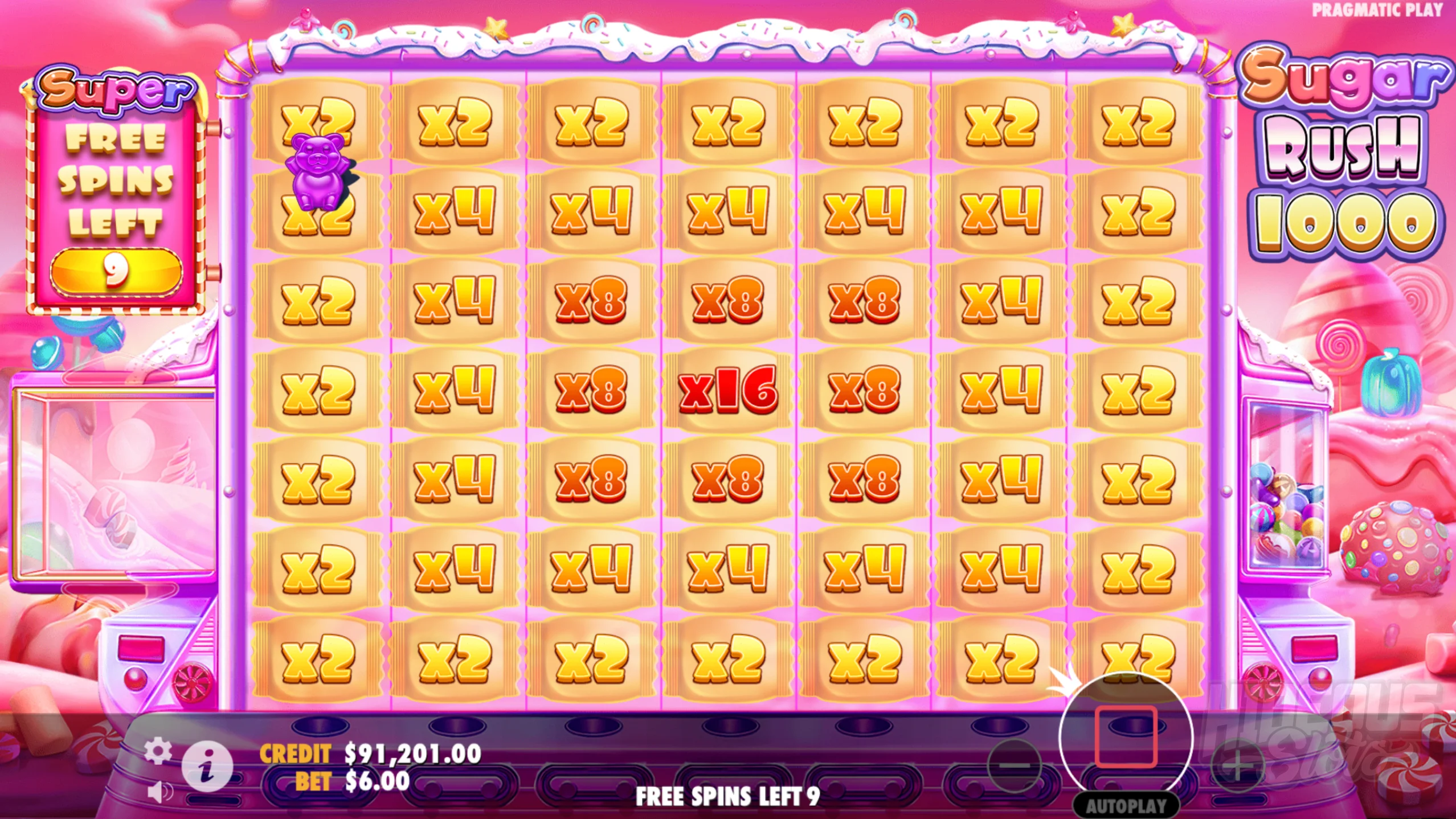Starting Multipliers are Applied to all Grid Positions During Super Free Spins