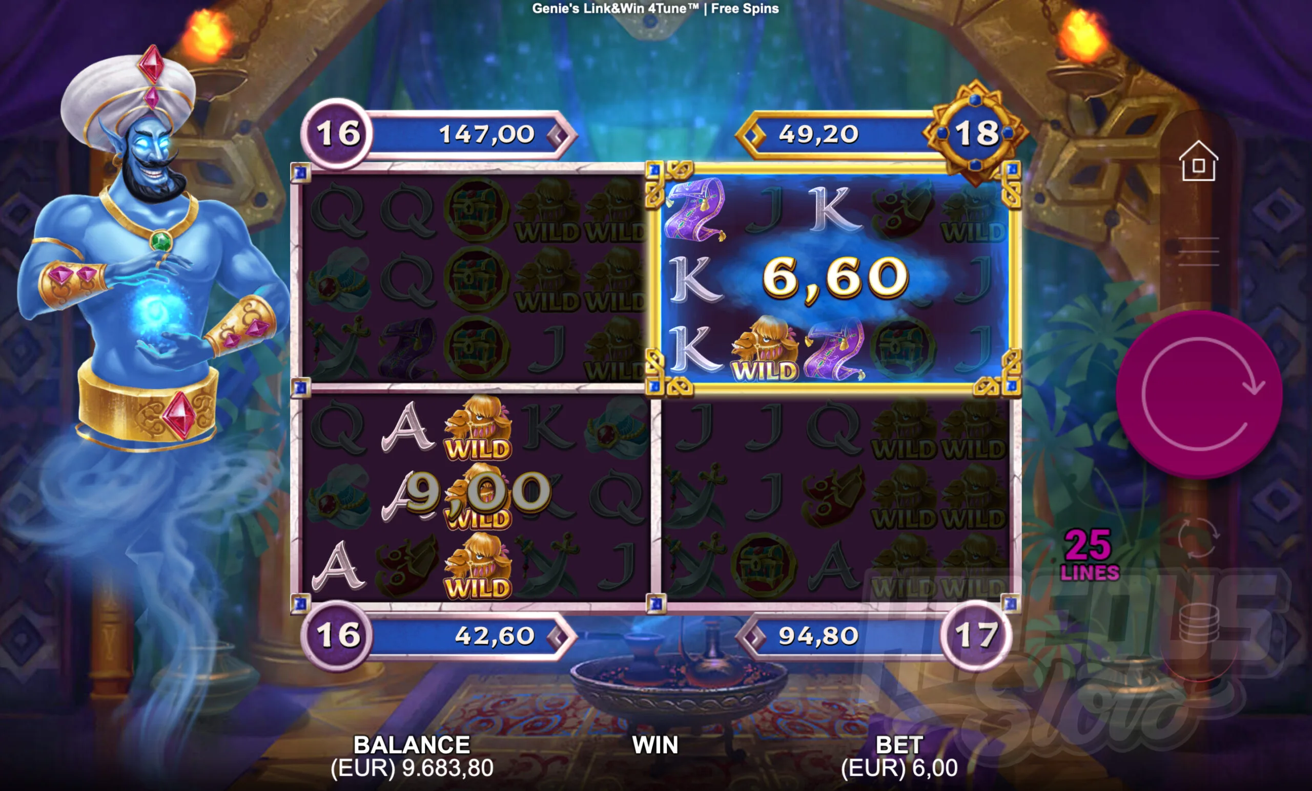 Genie's Link&Win 4Tune Free Spins