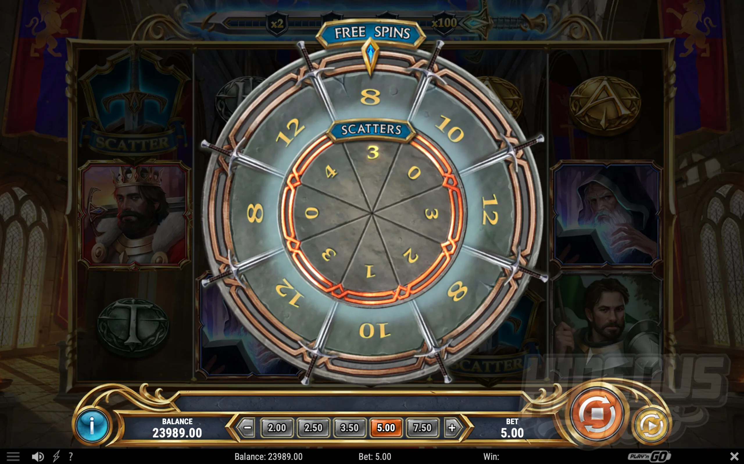 The Round Table Wheel Will Determine the Initial Free Spins and Sword Scatters