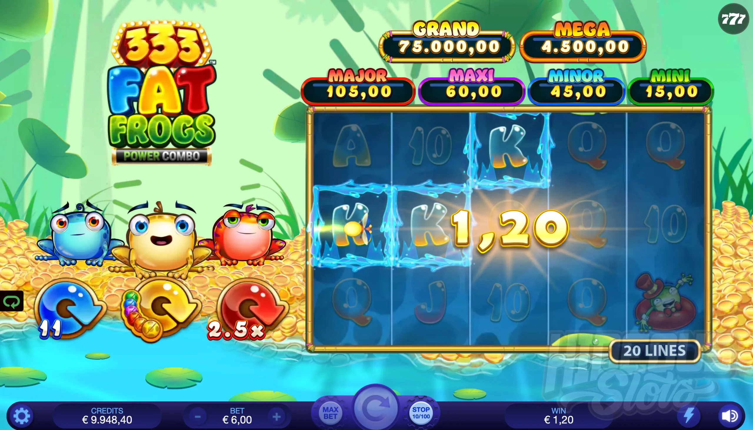 333 Fat Frogs Power Combo Offers Players 20 Fixed Win Lines