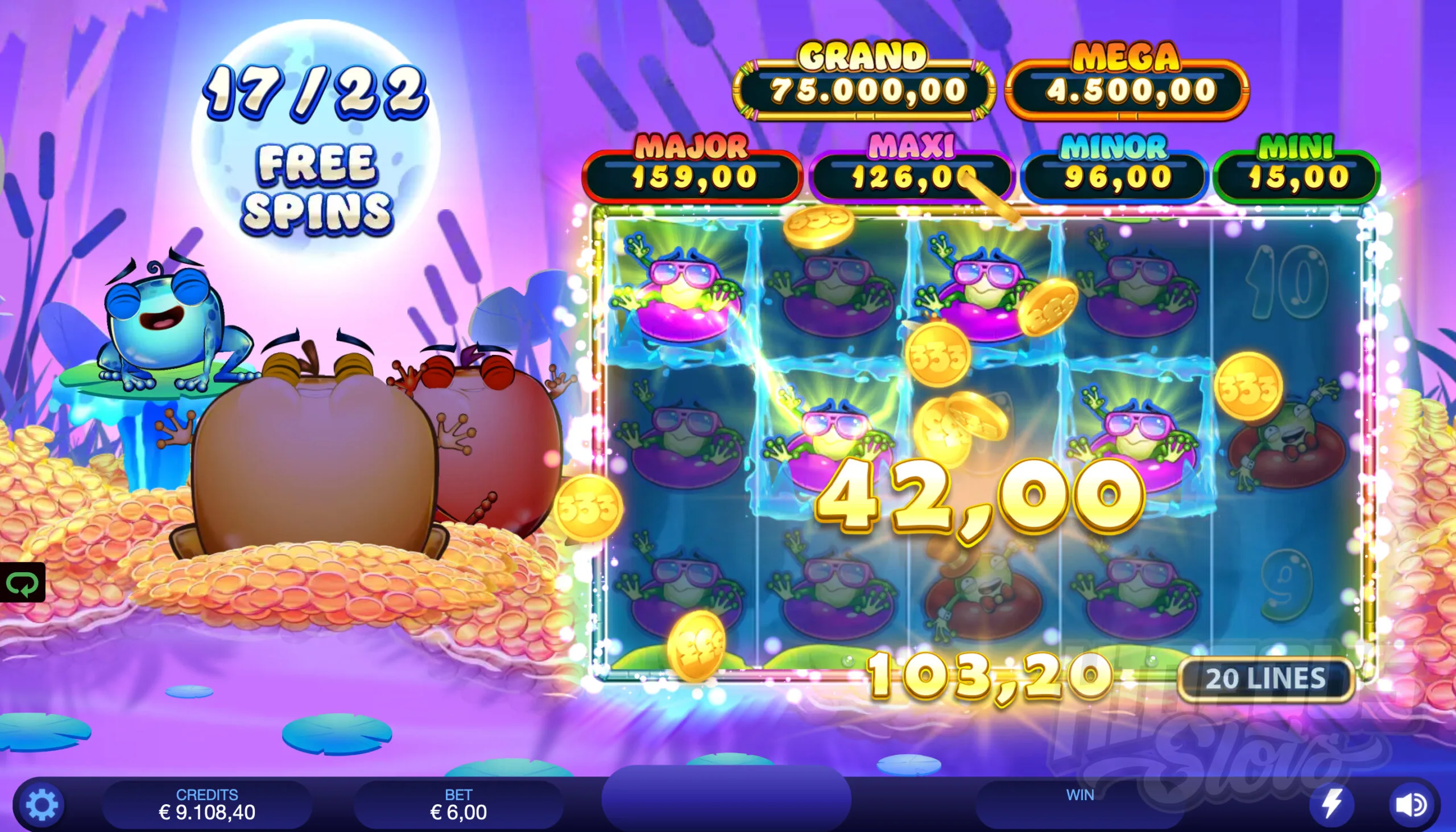 333 Fat Frogs Power Combo Free Spins Bonus Feature