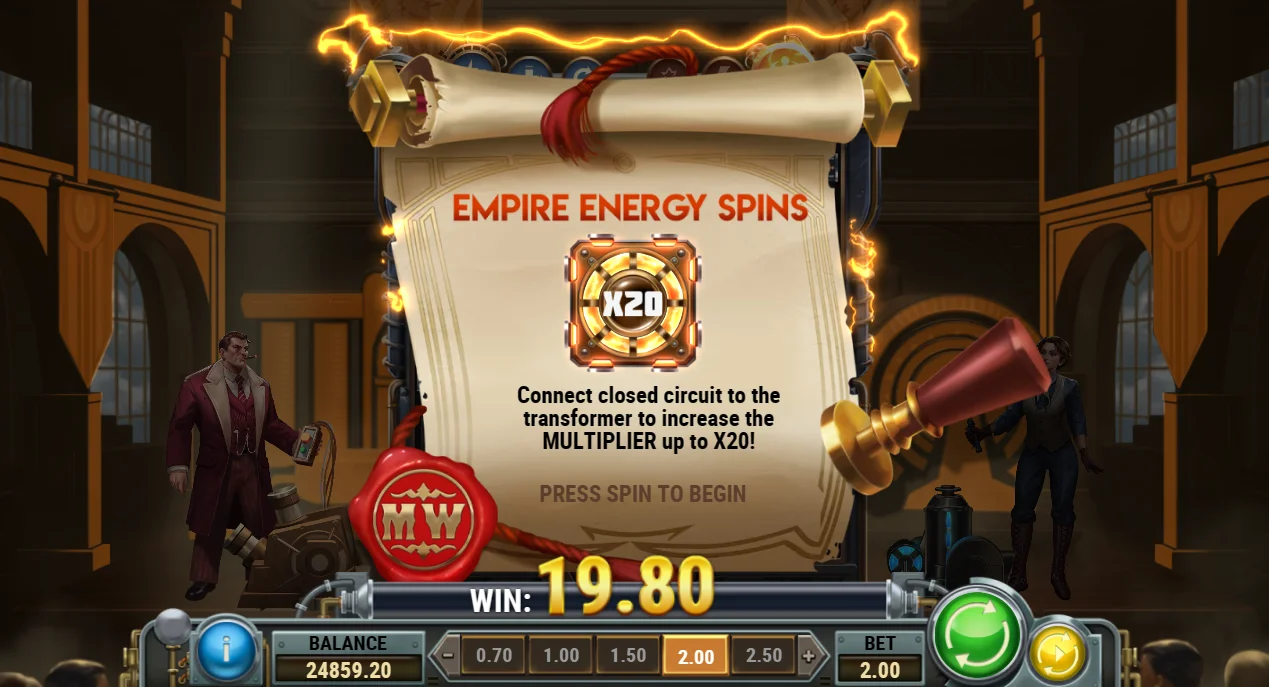 Completely fill the meter to achieve HIGH VOLATILE "Empire Energy Spins" or "Free Energy Spin", character depending