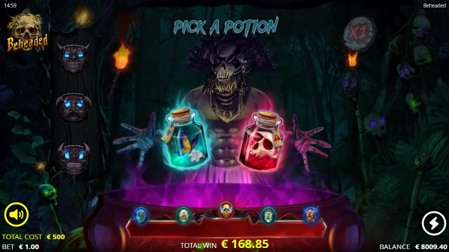 Pick A Potion to increase your win or gamble everything for the max win