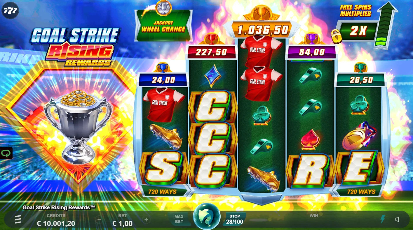 Landing 4 out of 5 scatters builds up the Free Spins Multiplier, enhancing the Free Spins Bonus