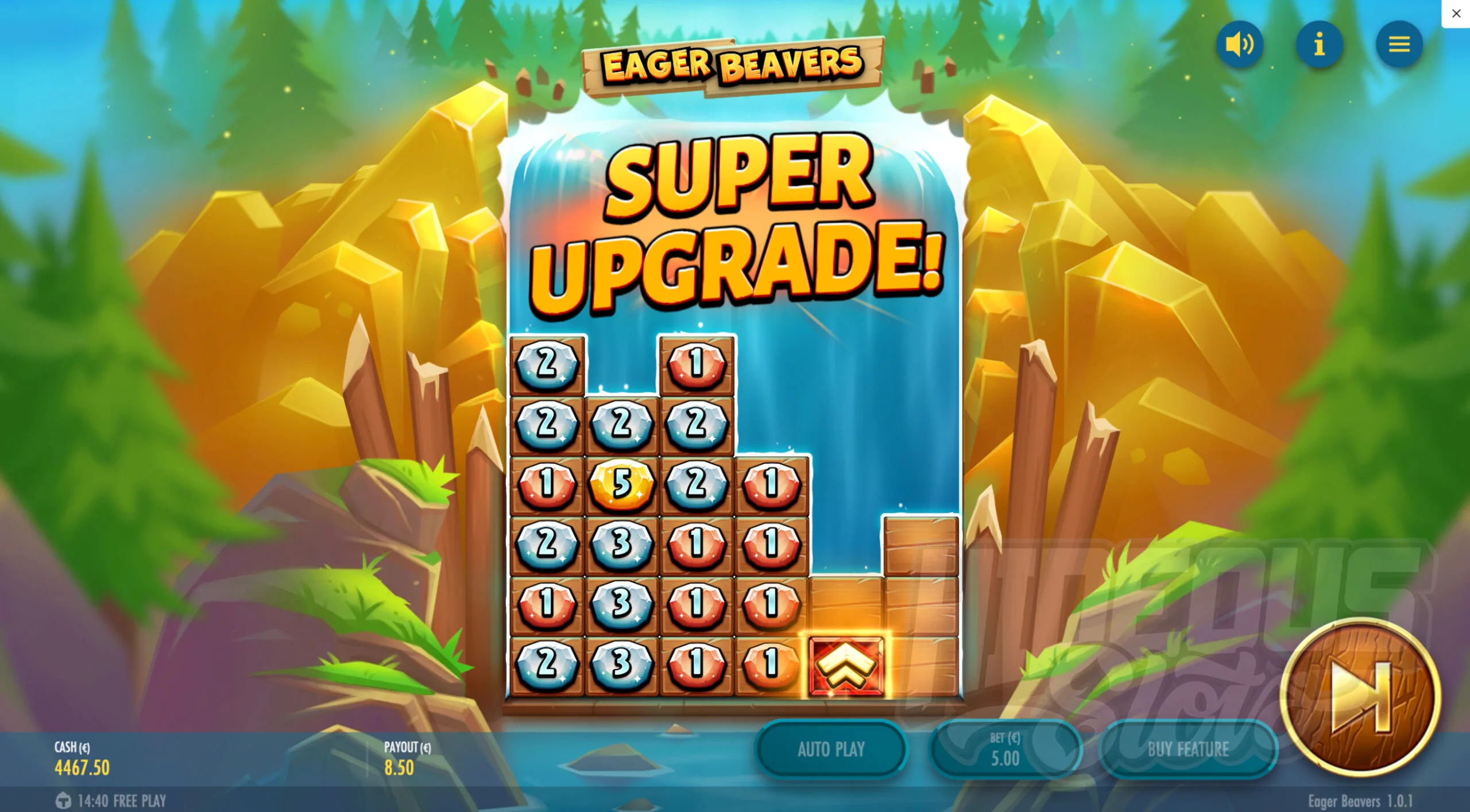 Land a Super Upgrade Symbol to Multiply All Cash Value Symbols By up to x5 in the Cash Bonus Game