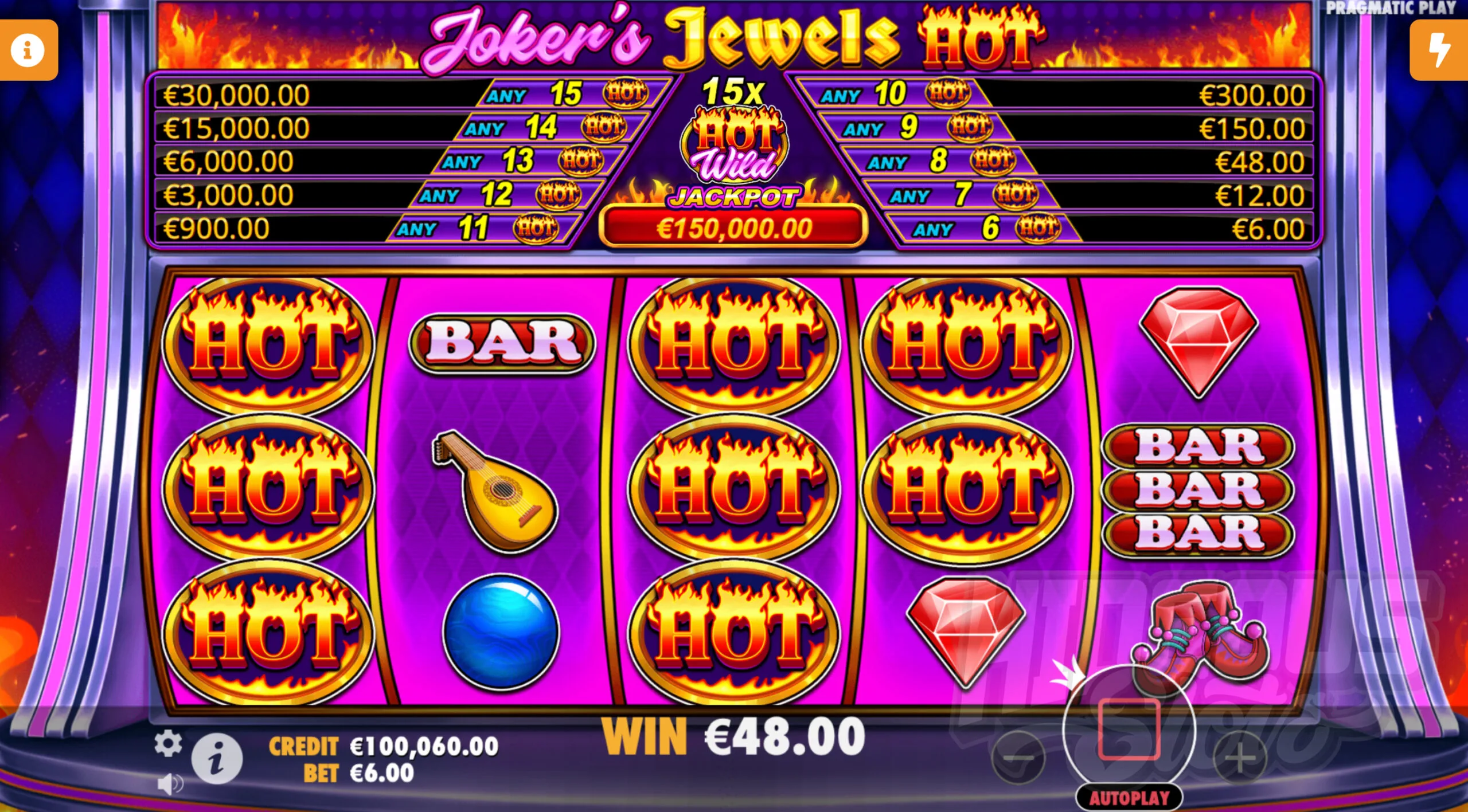 Joker's Jewels Hot Hot Symbol Win