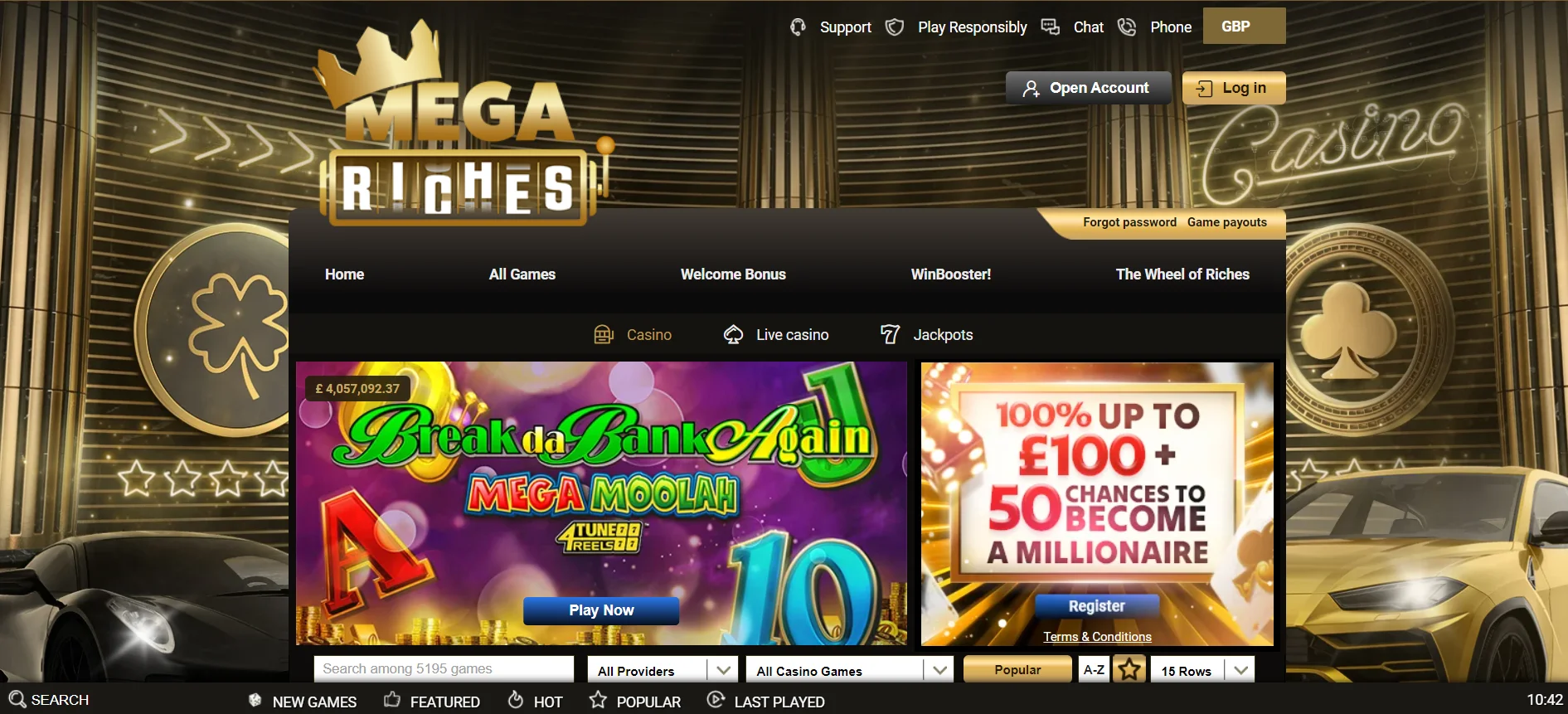 Mega Riches Casino Home