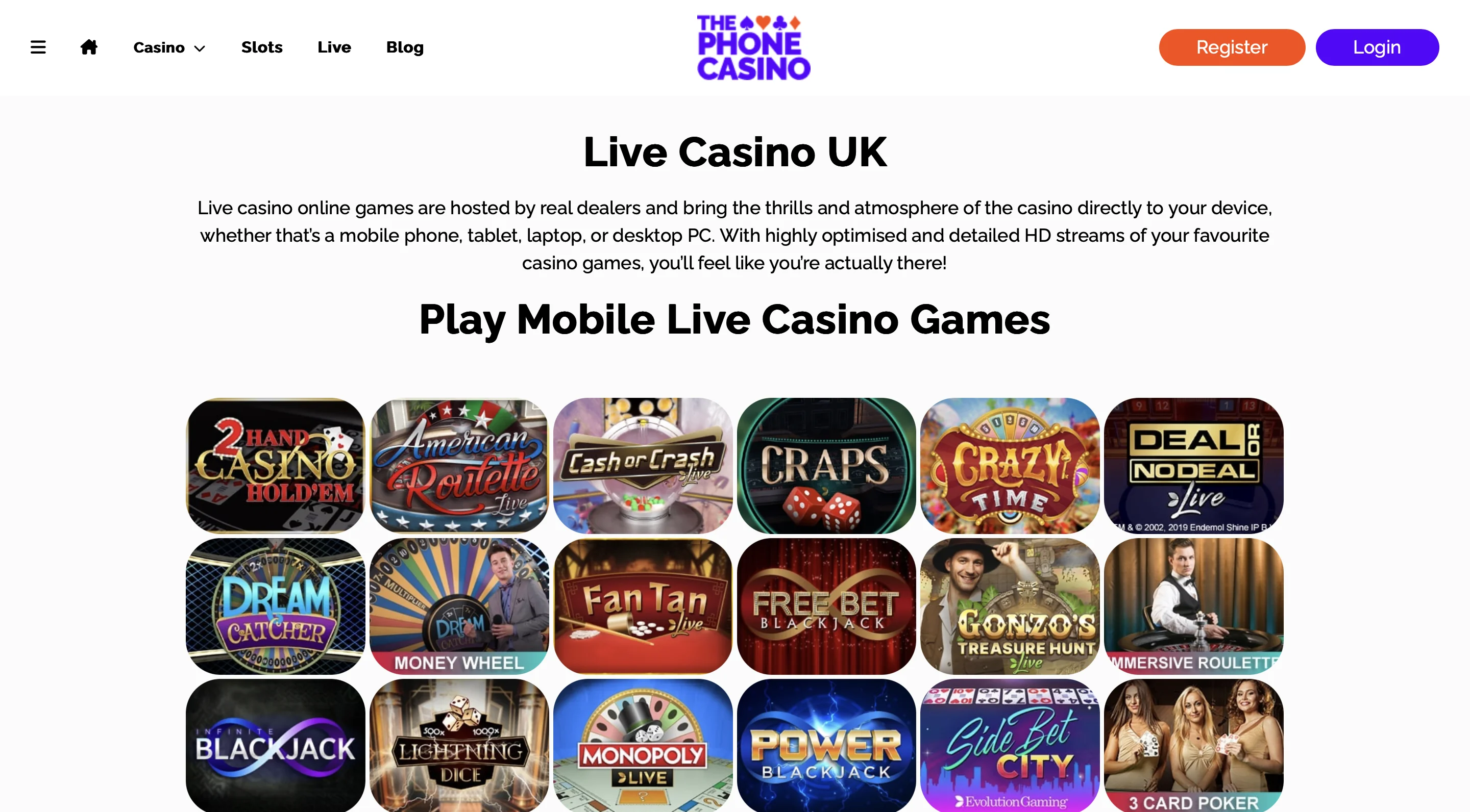 The Phone Casino Live Casino