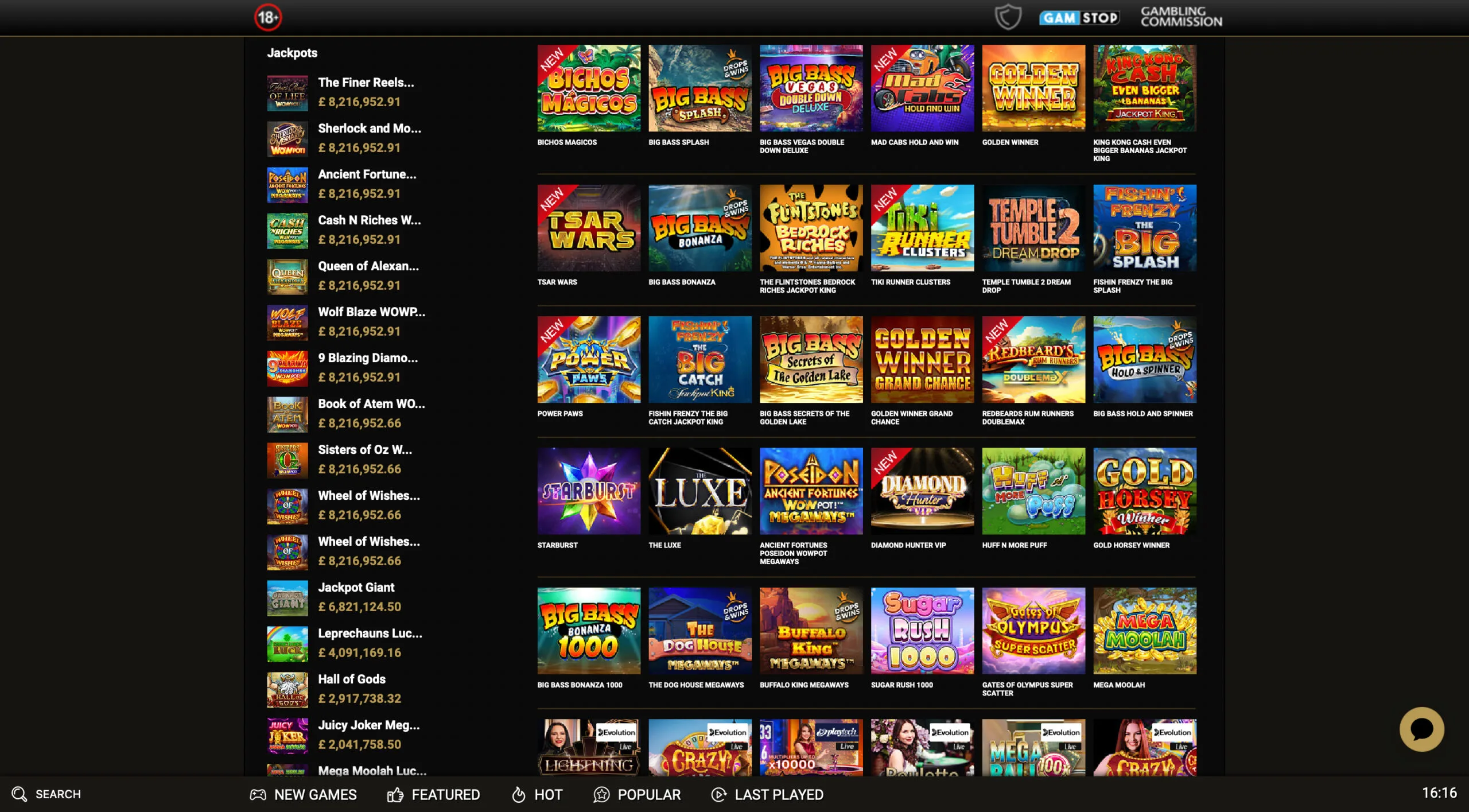 Mega Riches Slot Selection