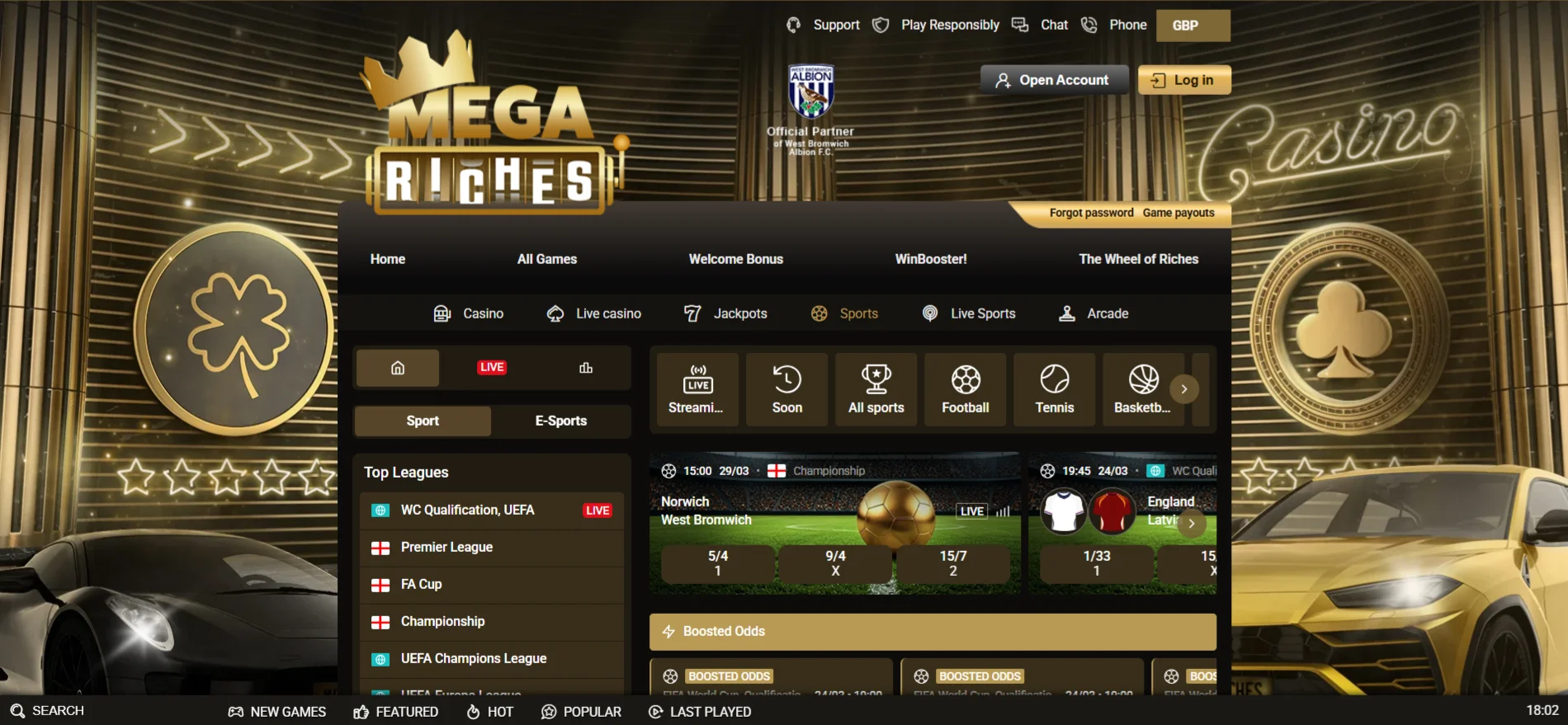 Bet On Your Favourite Sports With The Mega Riches Sports Page