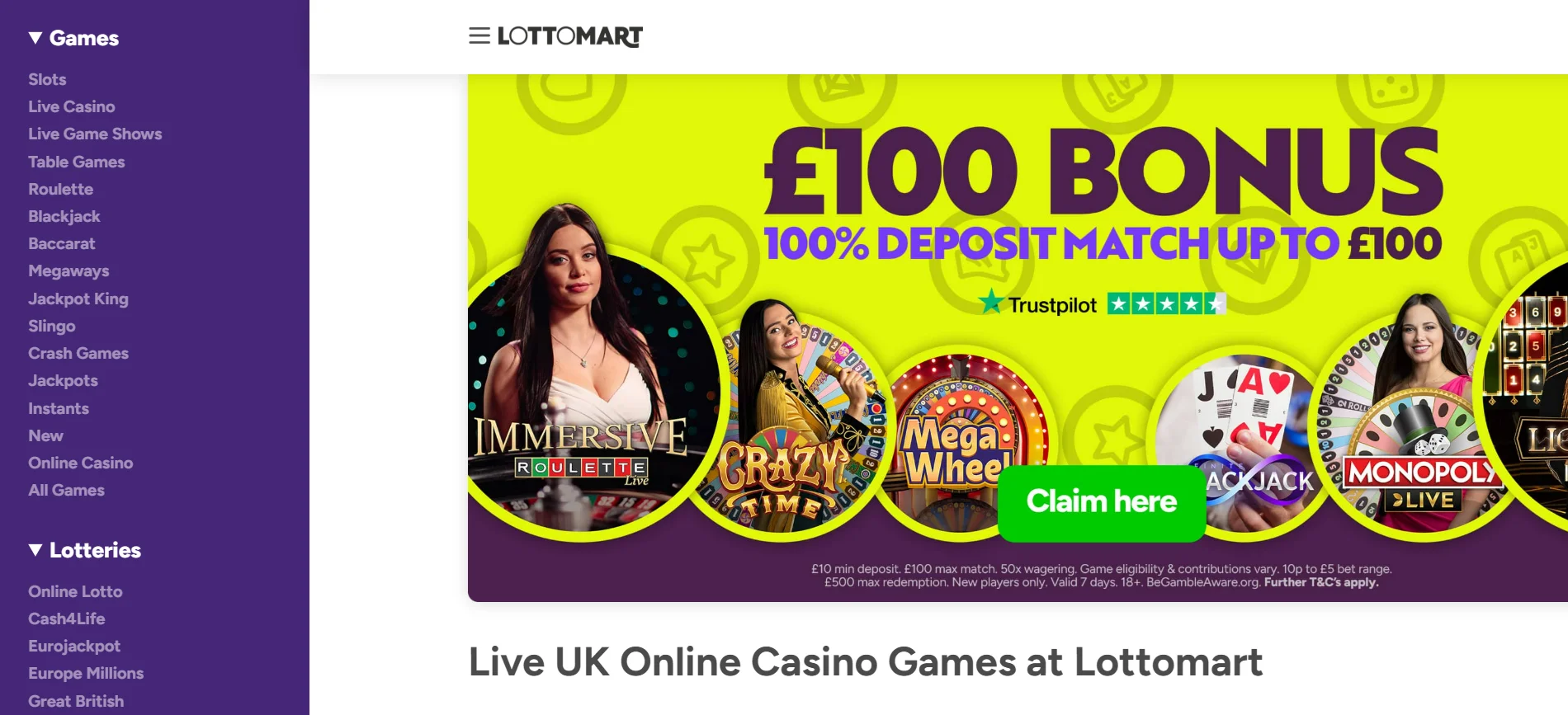 Lottomart Live Casino